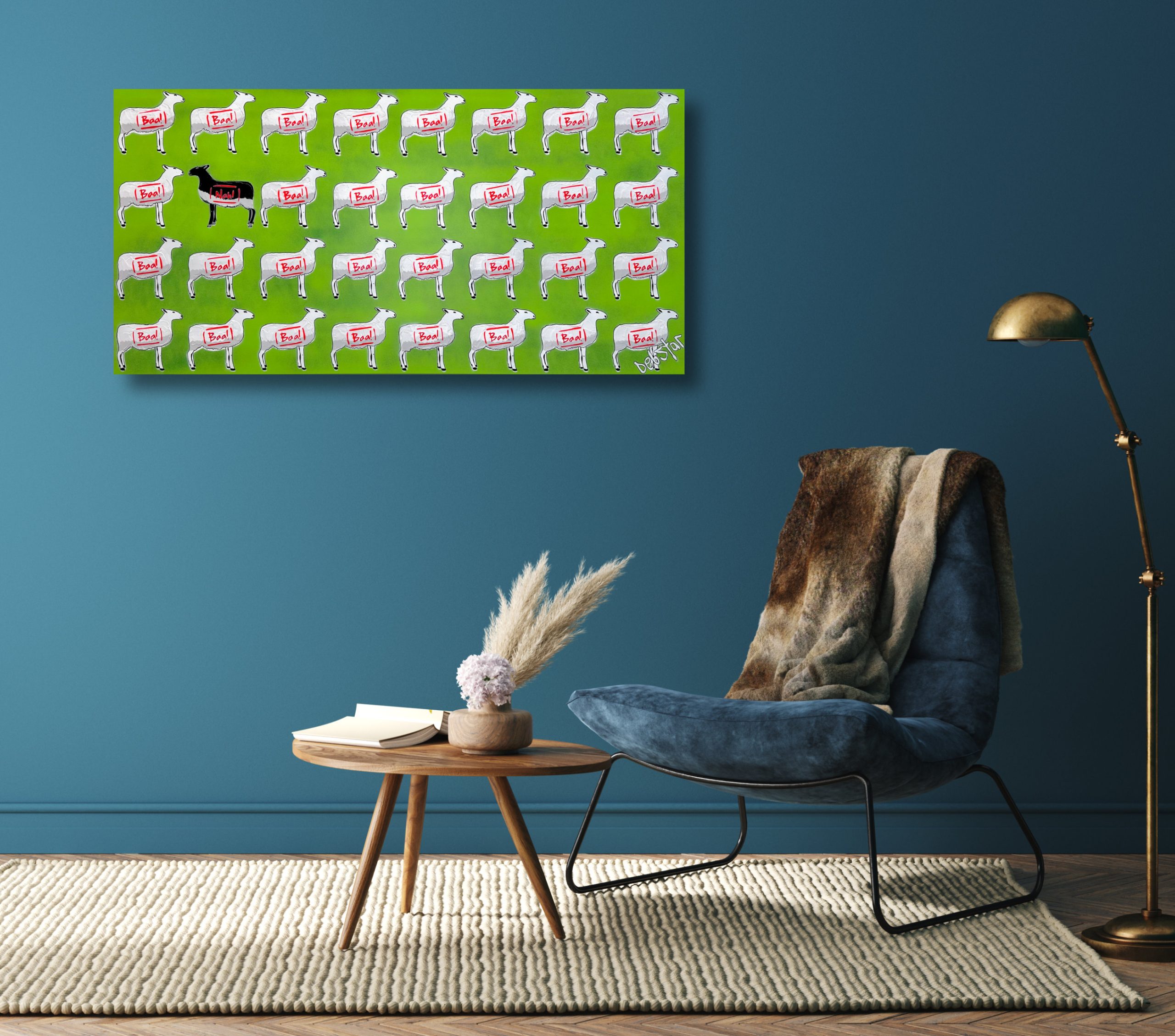 The Black Sheep Green Urban Pop Art Deborah Lang Debstar Art Canvas 6