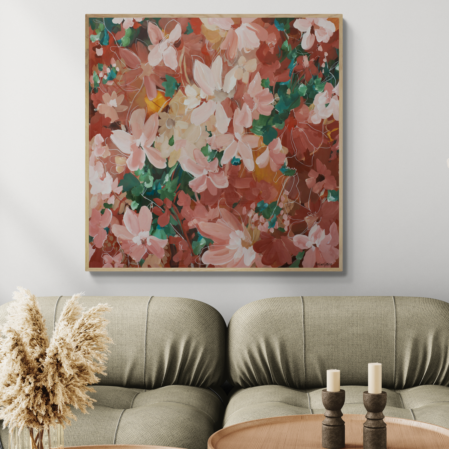 Sunset Flowers Original Art Living Room 1