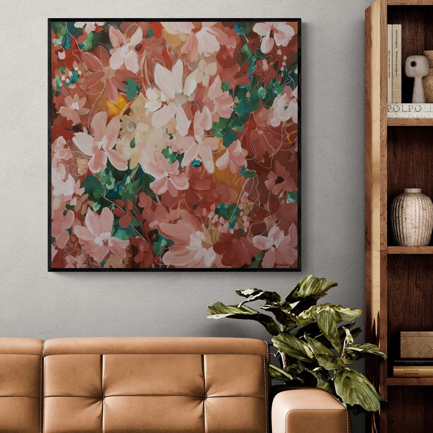 Sunset Flowers Original Art Living Room 2