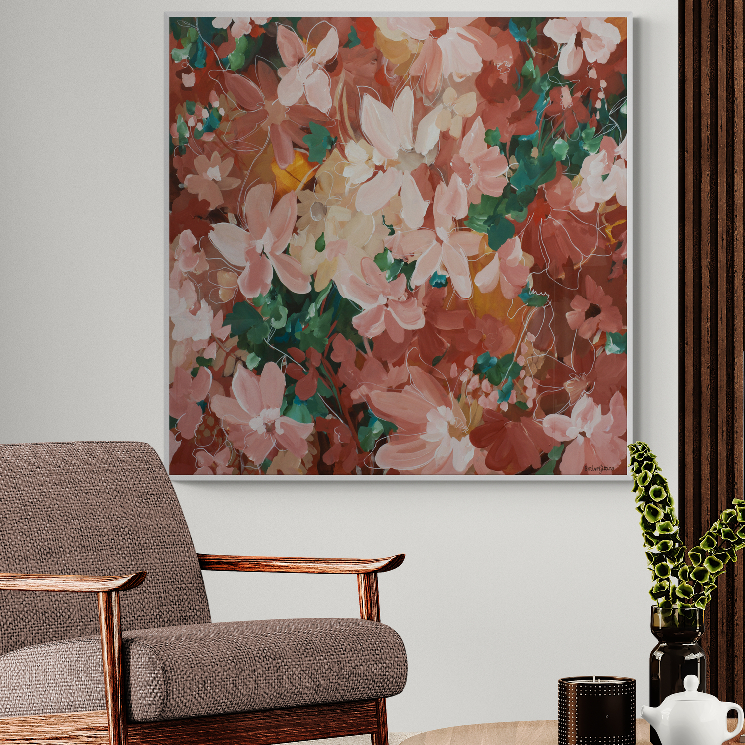 Sunset Flowers Original Art Living Room 3