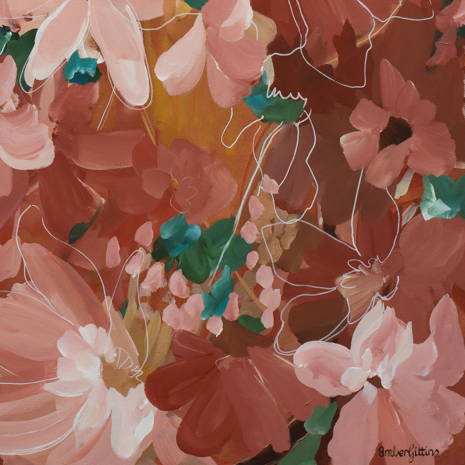 Sunset Flowers Original Art By Amber Gittins Signature