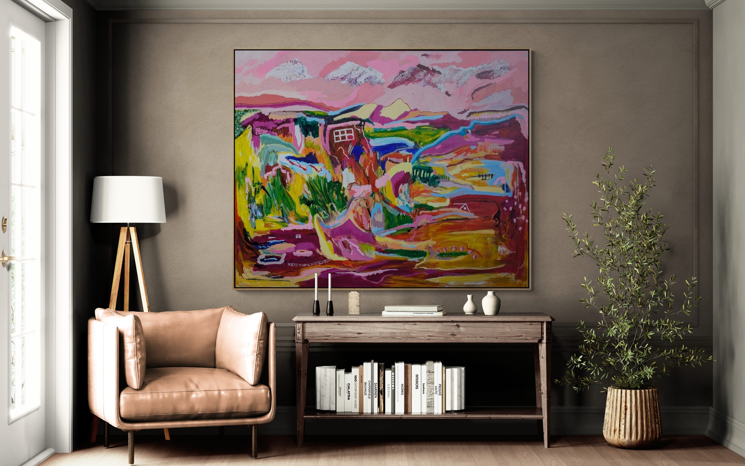 Cozy Living Room With A Leather Chair