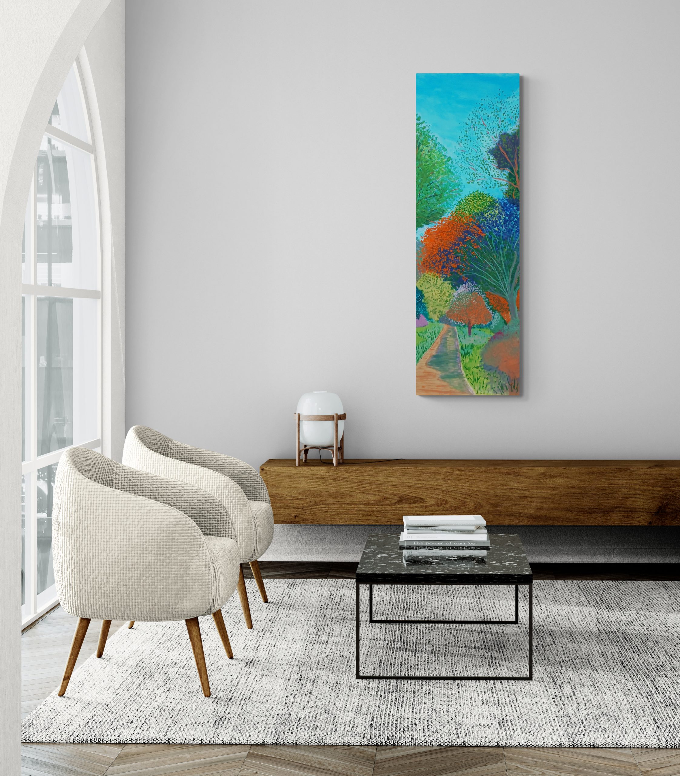 Stylish Living Room With Arched Entrance