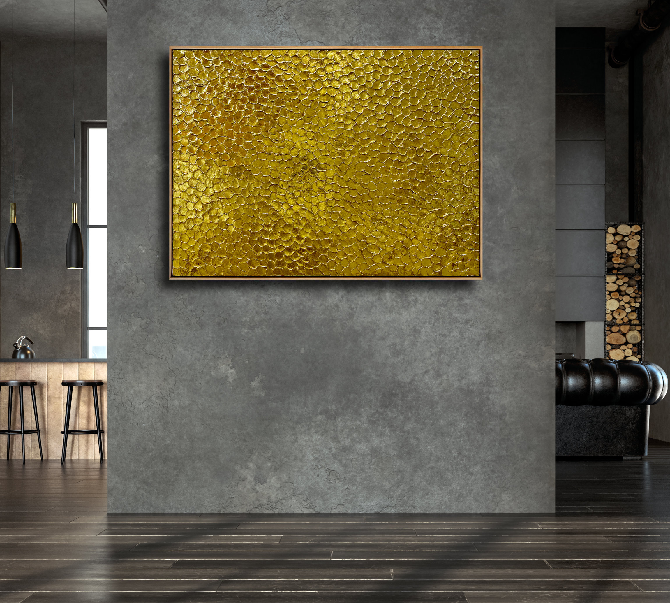 Living Room Interior In Loft, Industrial Style