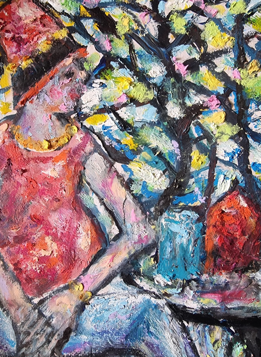 Women In Red Hats Detail