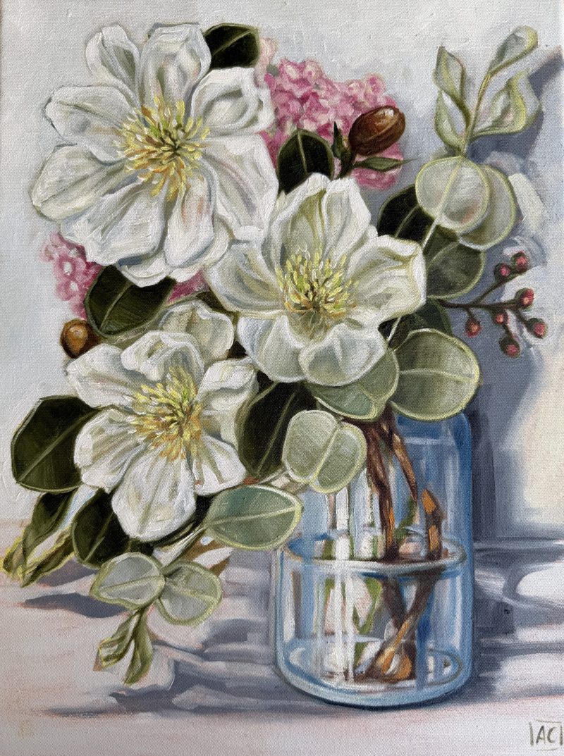 Magnolia and wax flower – EXCLUSIVE TO ART LOVERS AUSTRALIA