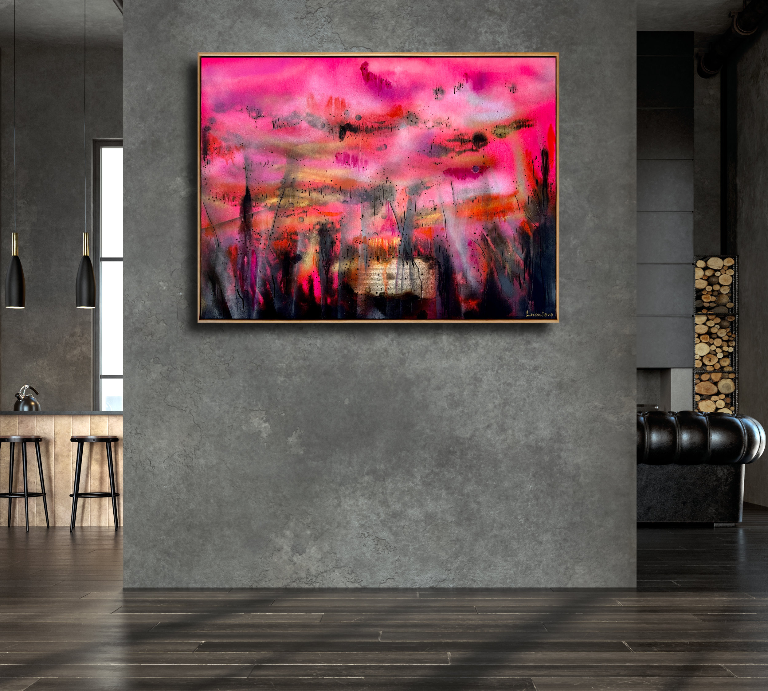 Living Room Interior In Loft, Industrial Style