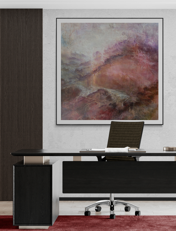 Canvy Pink Ridge Minimal Office With Accent Wall