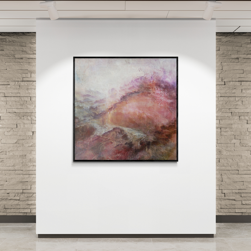 Canvy Pink Ridge Art Gallery Wall With Brick Background