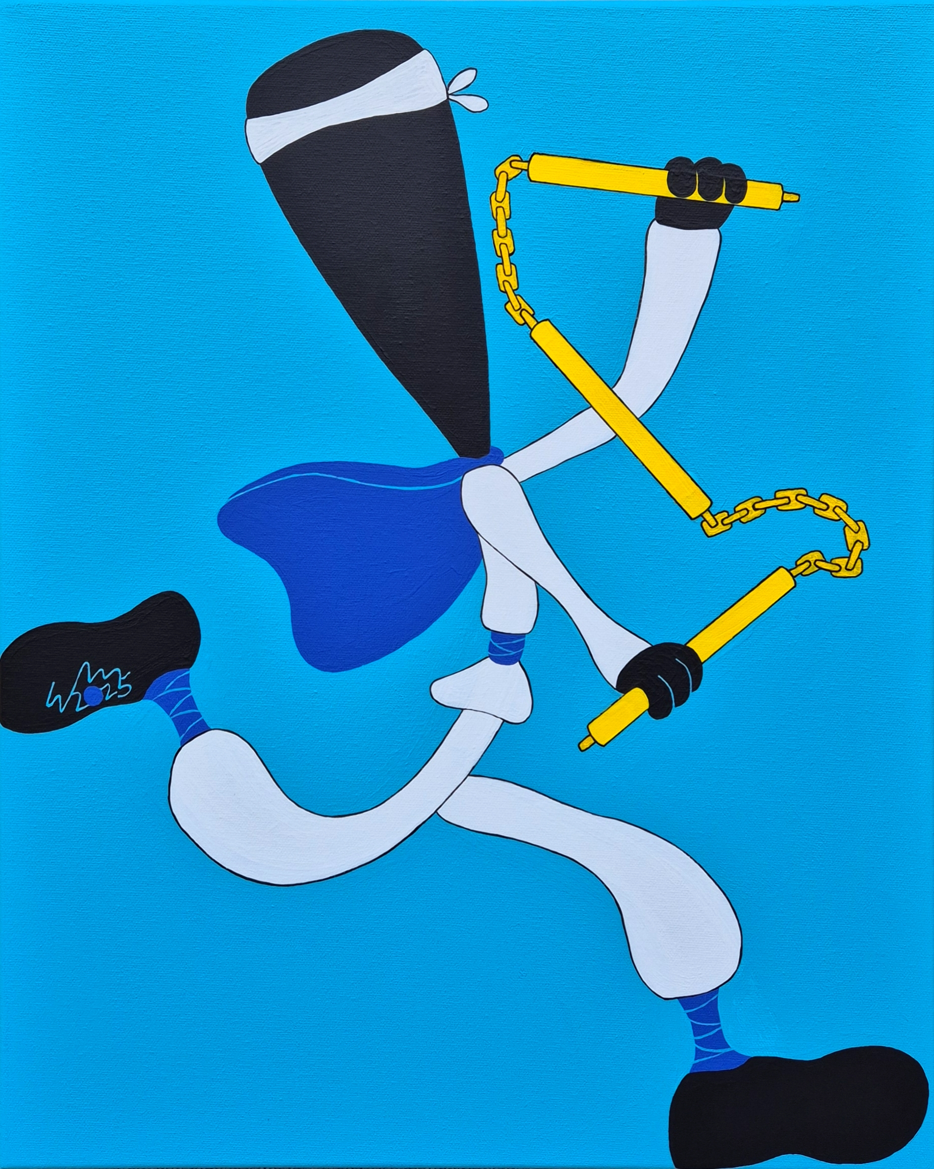 Nunchaku Warrior 2025 Acrylic On Canvas 40.6cm X 50.8cm X 3.8cm