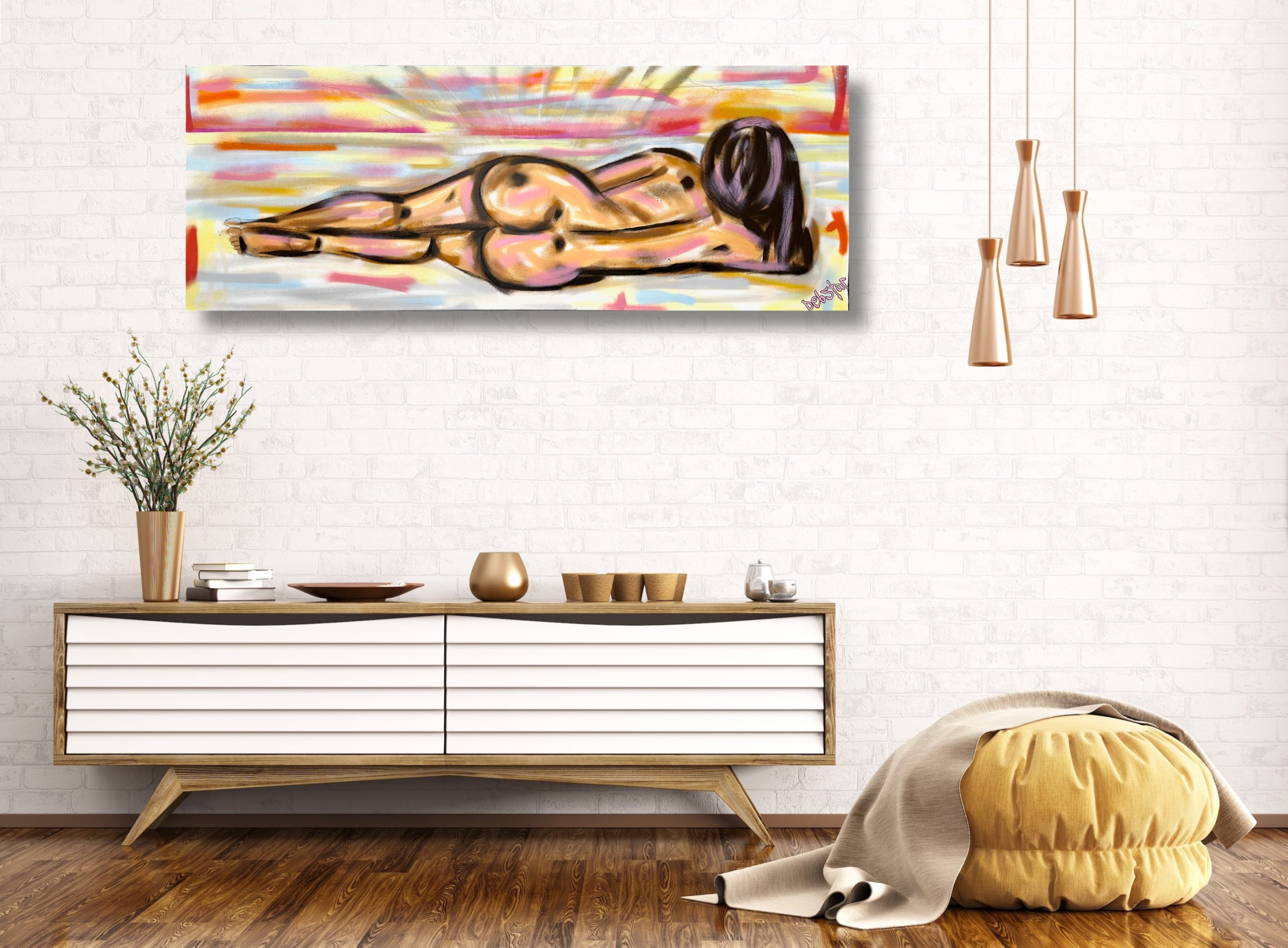 Beach Babe Debstar Deborah Lang Nude Woman Canvas Wall Art Contemporary Pop Art Style 2