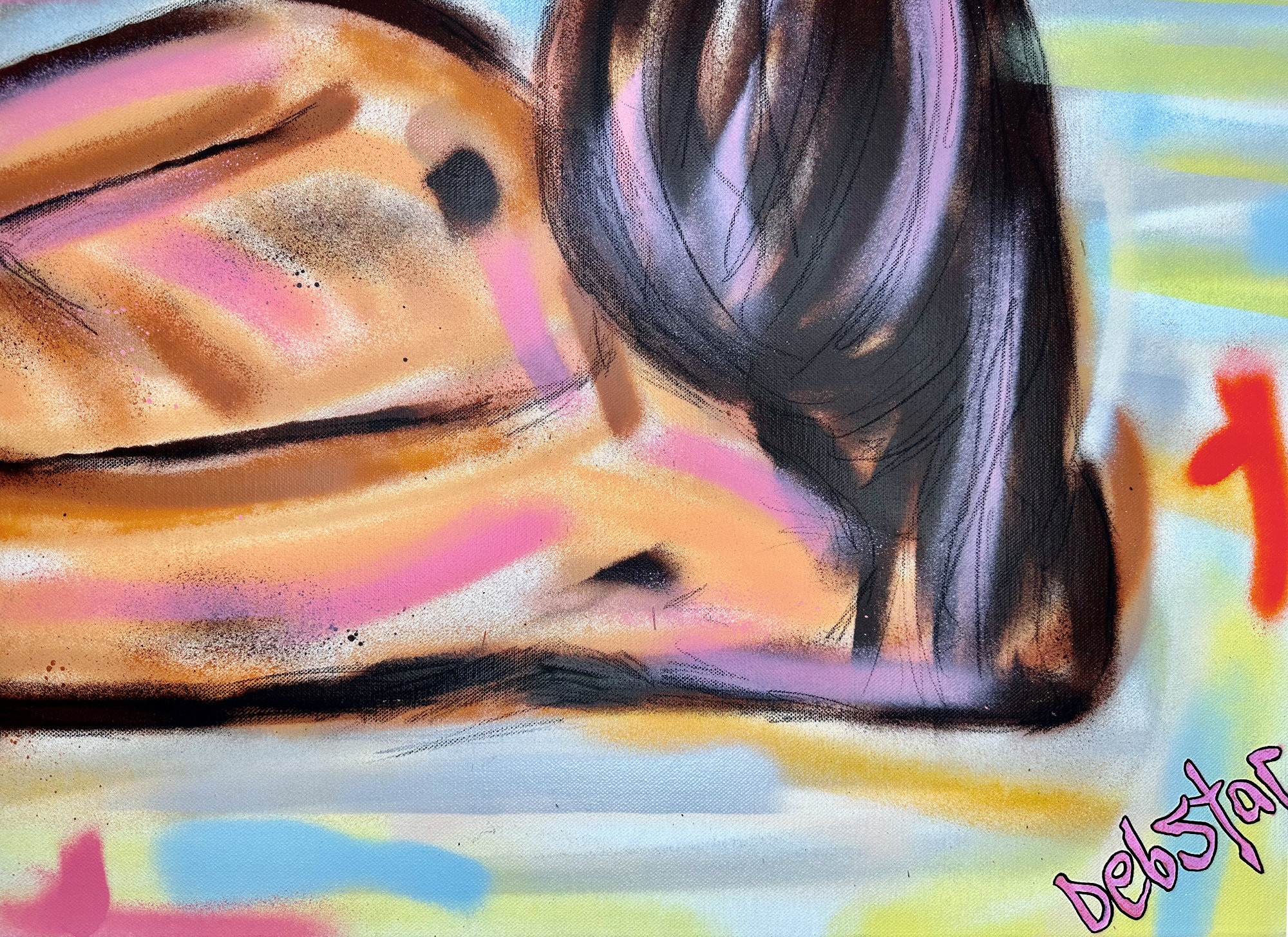 Beach Babe Debstar Deborah Lang Nude Woman Canvas Wall Art Contemporary Pop Art Style 4