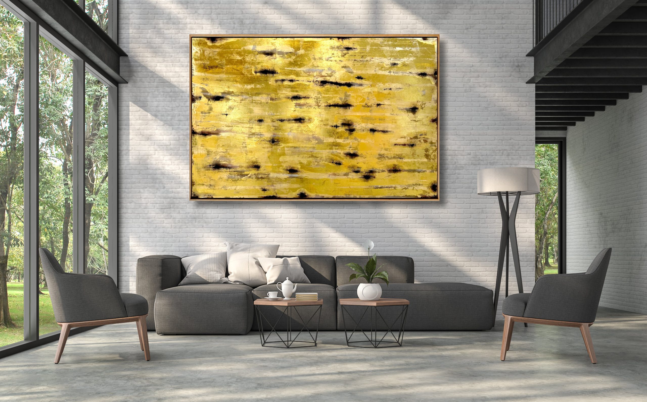 Fracture Lumiere Gold Abstract Deborah Lang Art 5