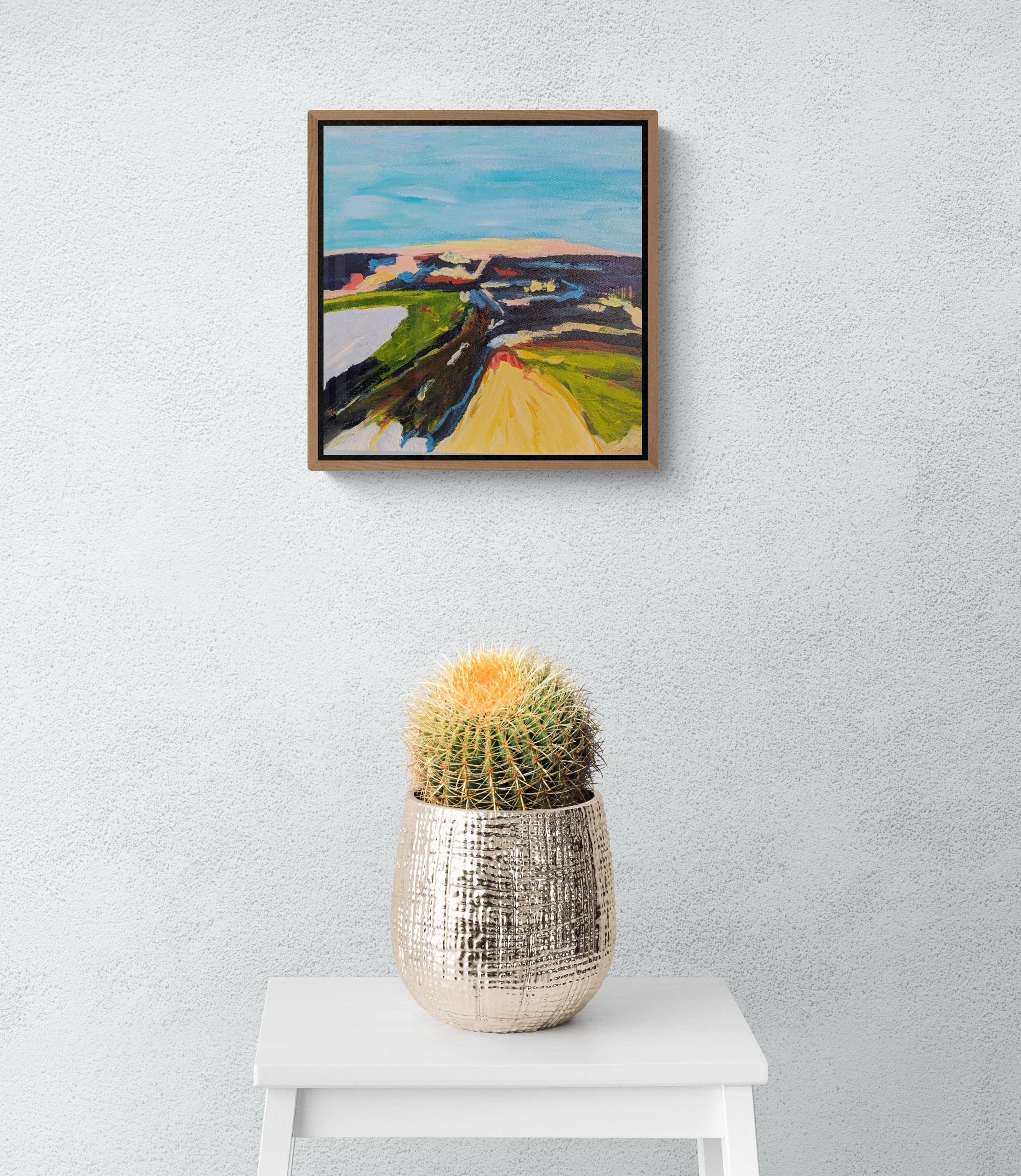 Close Up Of A Cactus Plant In A Metal Pot