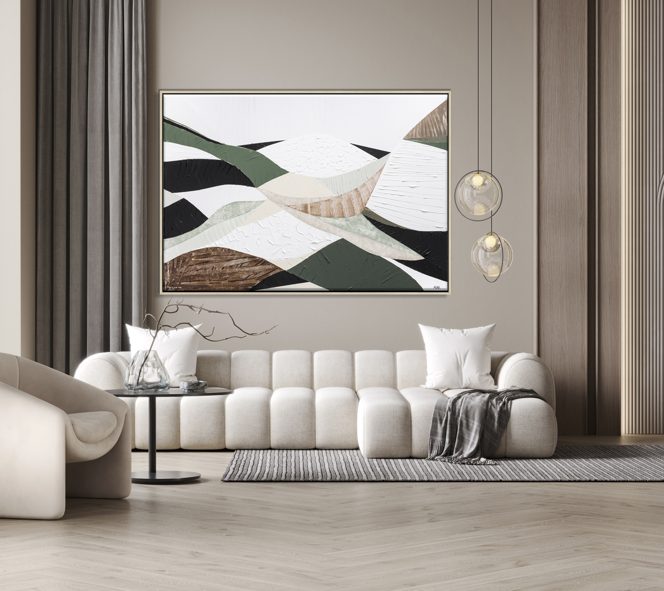 Minimalist Modern Living Room Interior Background, Living Room Mockup, Empty Wall Mockup, 3d Rendering