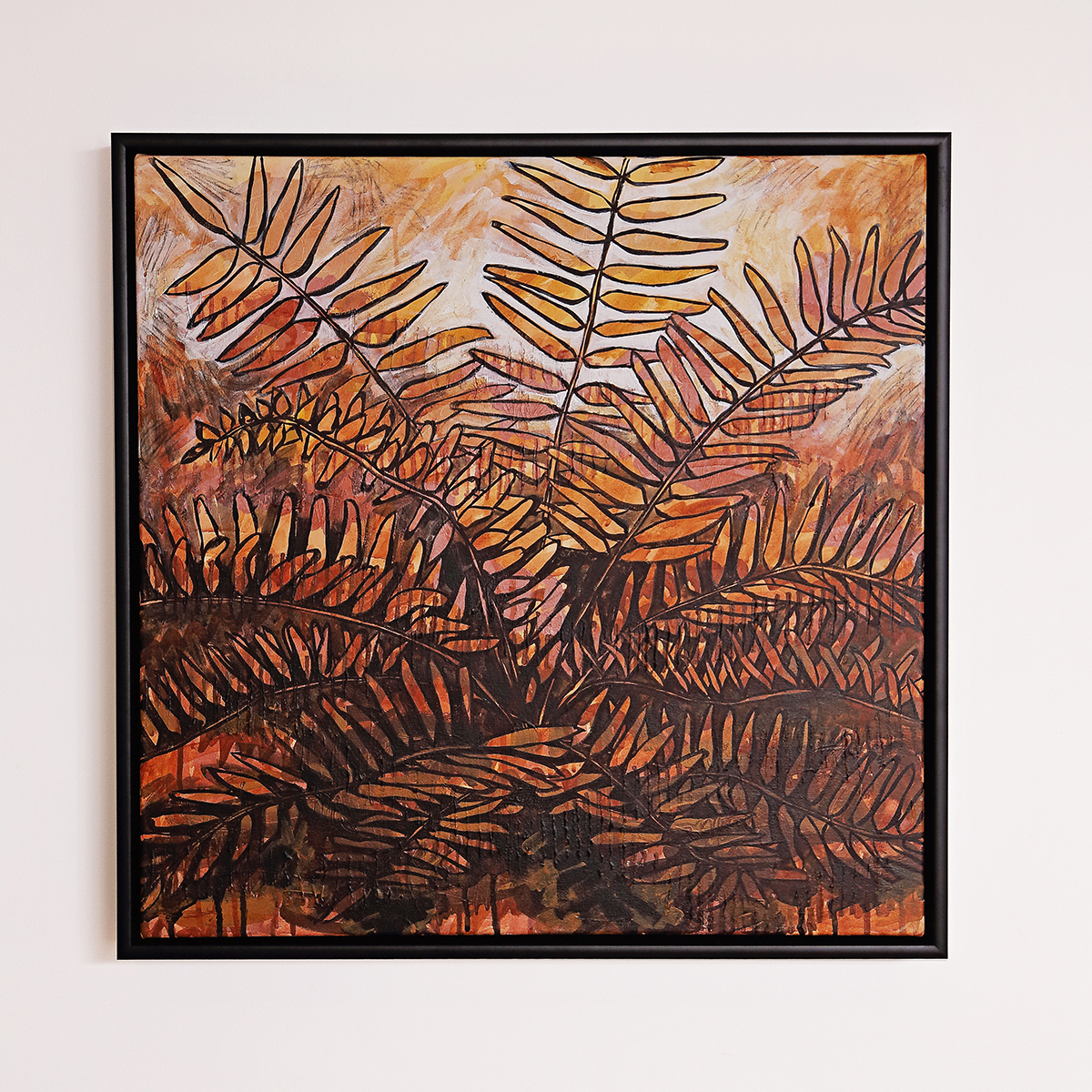 Lr 004 Mangrove Fern Moment I Smith & Brooks Moody Coastal Interiors Black Framed Art Brisbane Artists