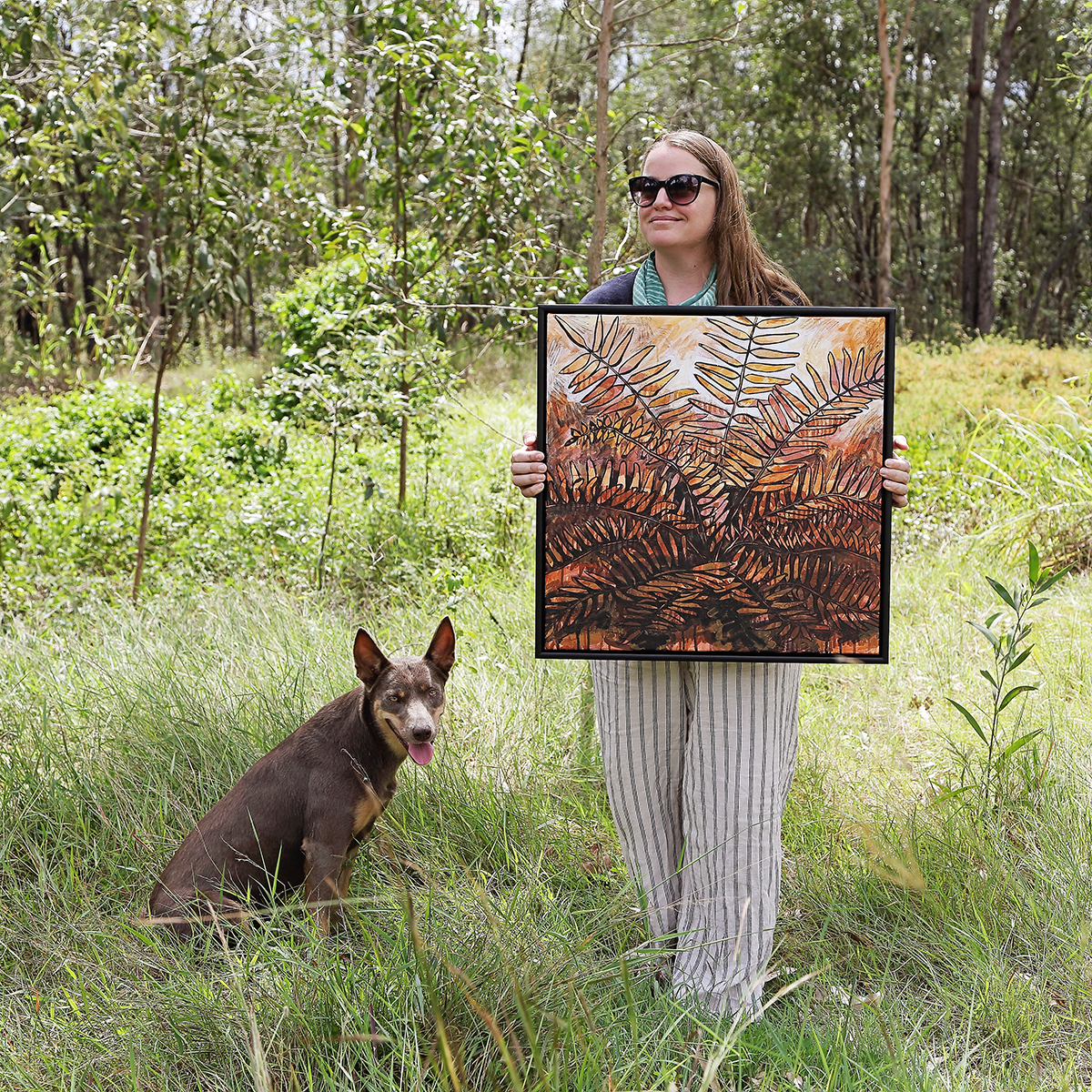 Lr 012 Mangrove Fern Moment I Smith & Brooks Moody Coastal Interiors Black Framed Art Brisbane Artists