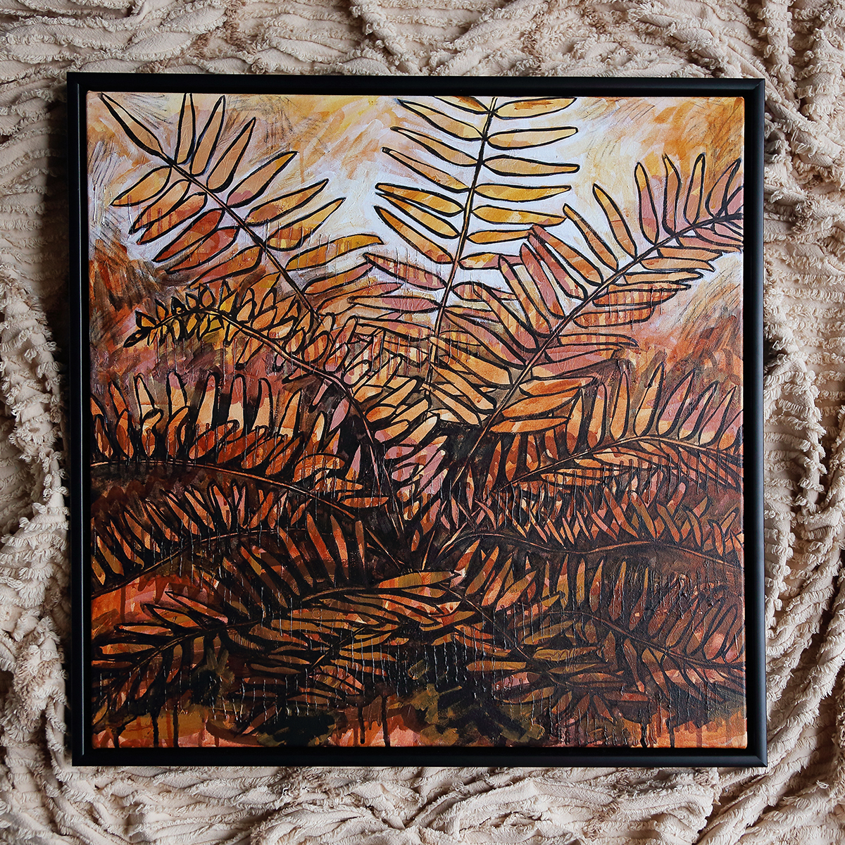Lr 024 Mangrove Fern Moment I Smith & Brooks Moody Coastal Interiors Black Framed Art Brisbane Artists