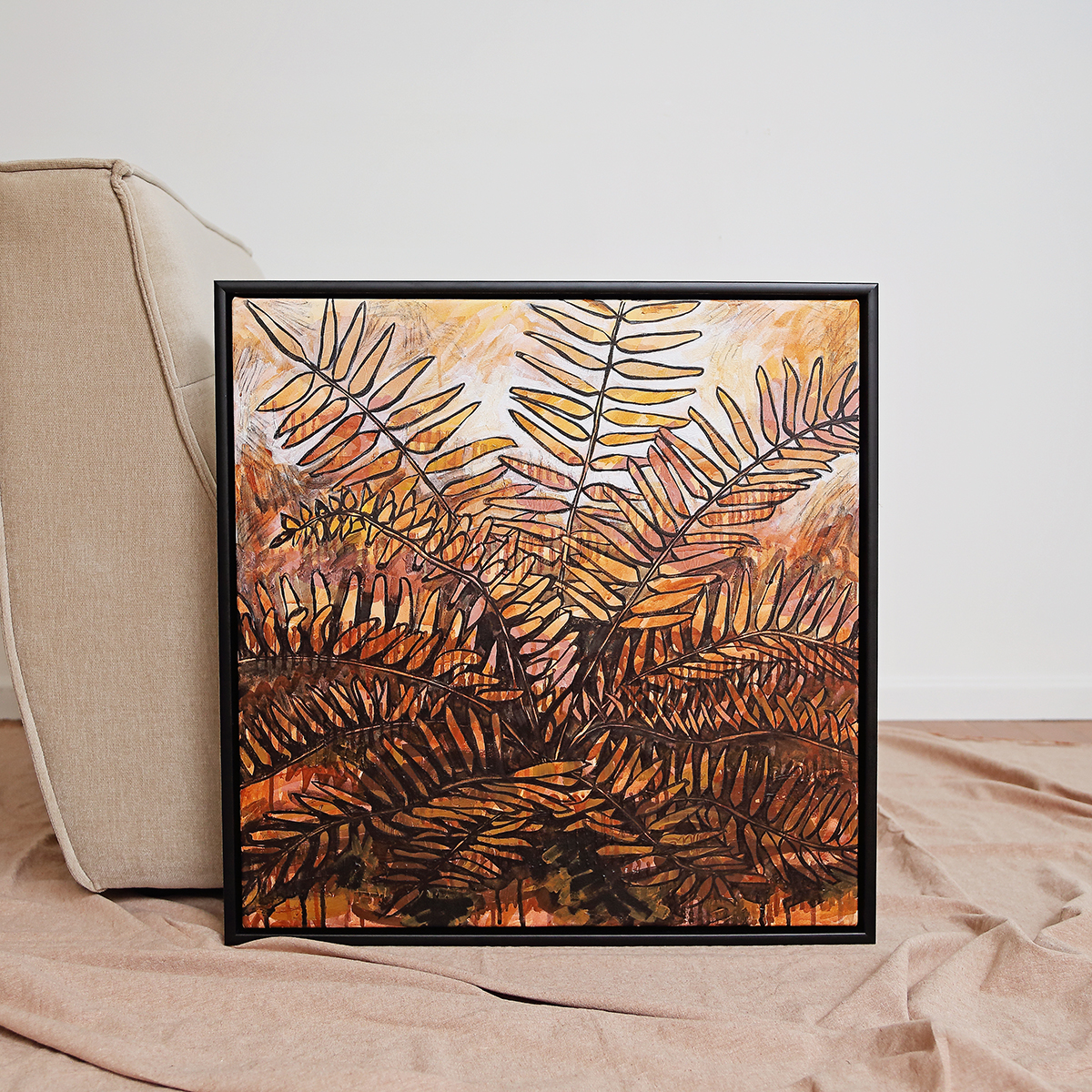 Lr 066 Mangrove Fern Moment I Smith & Brooks Moody Coastal Interiors Black Framed Art Brisbane Artists