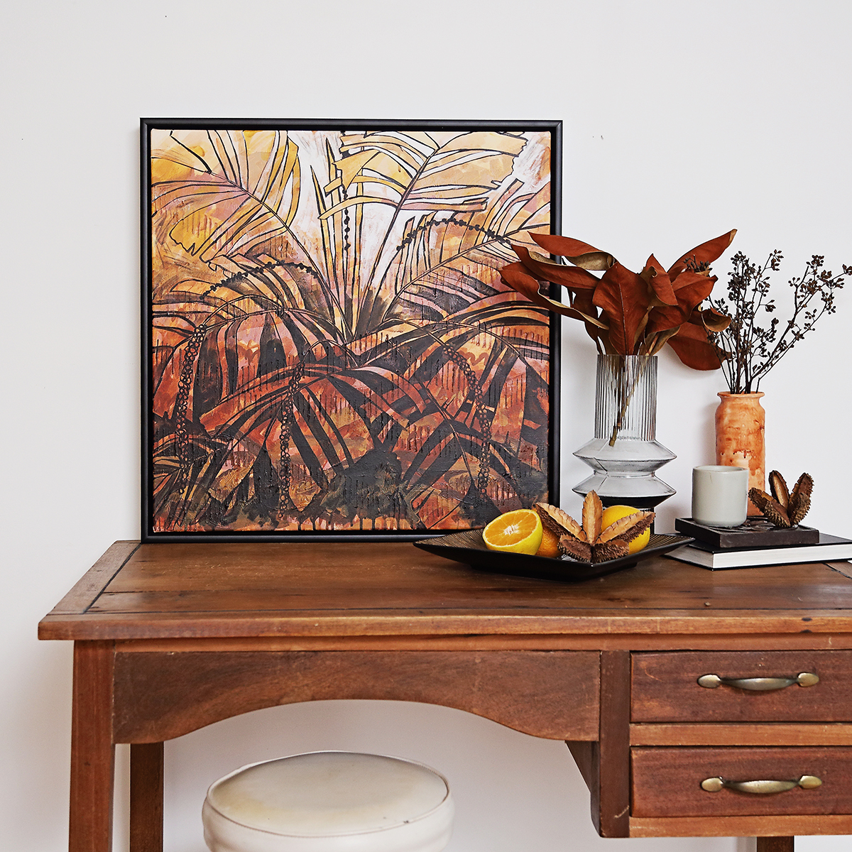 Lr 068 Walking Stick Palm Moment Ii Smith & Brooks Dark Coastal Interiors Moody Art Buy Local Art