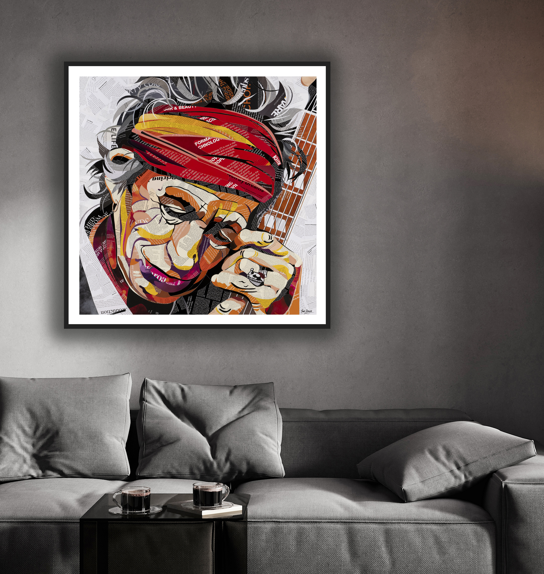 Luxury Dark Living Room Interior Background, Black Empty Wall Mock Up, Living Room Mock Up, Modern Living Room With Gray Sofa And Black Lamp And Table, Scandinavian Style, 3d Rendering