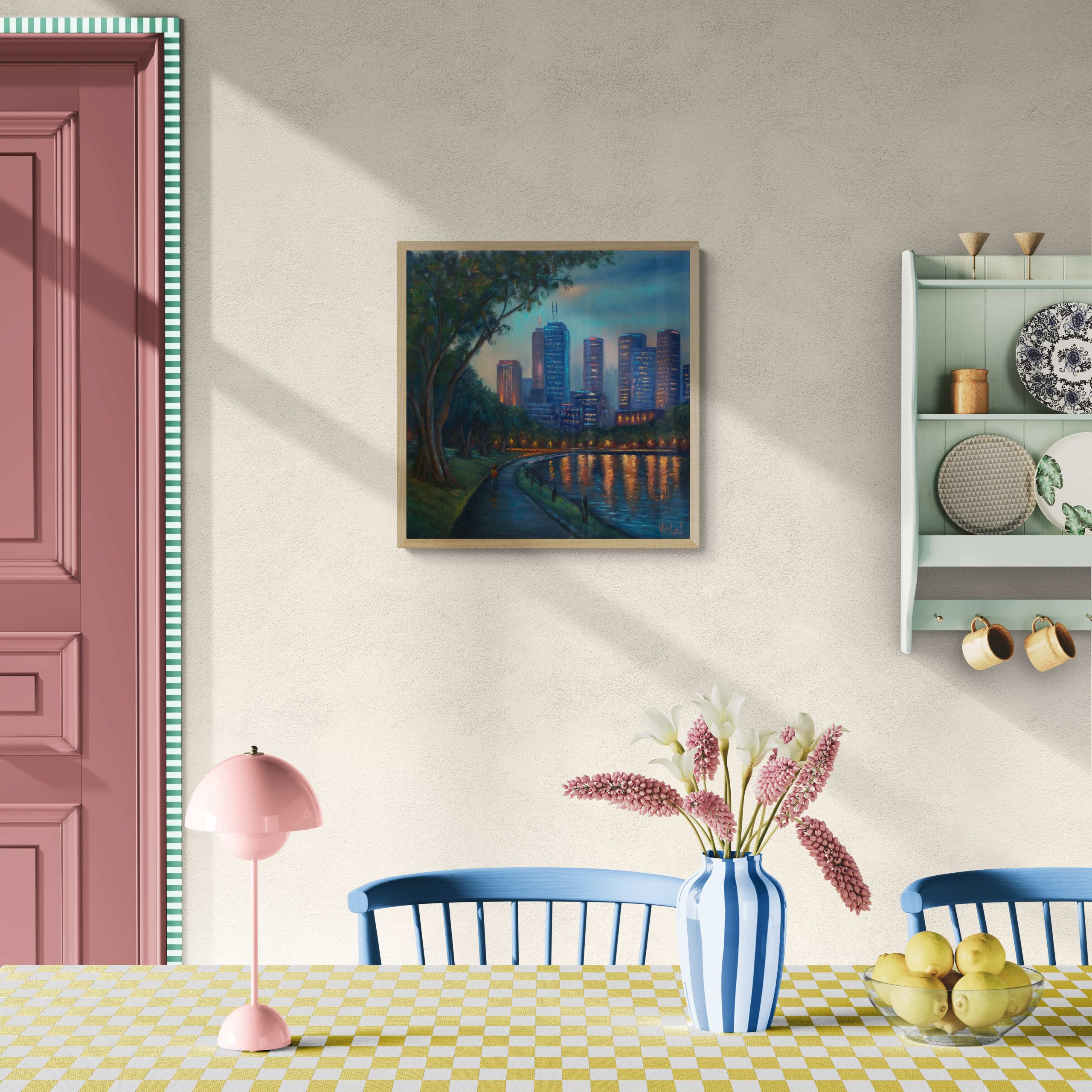 Colorful Farmhouse Style Dining Roomb