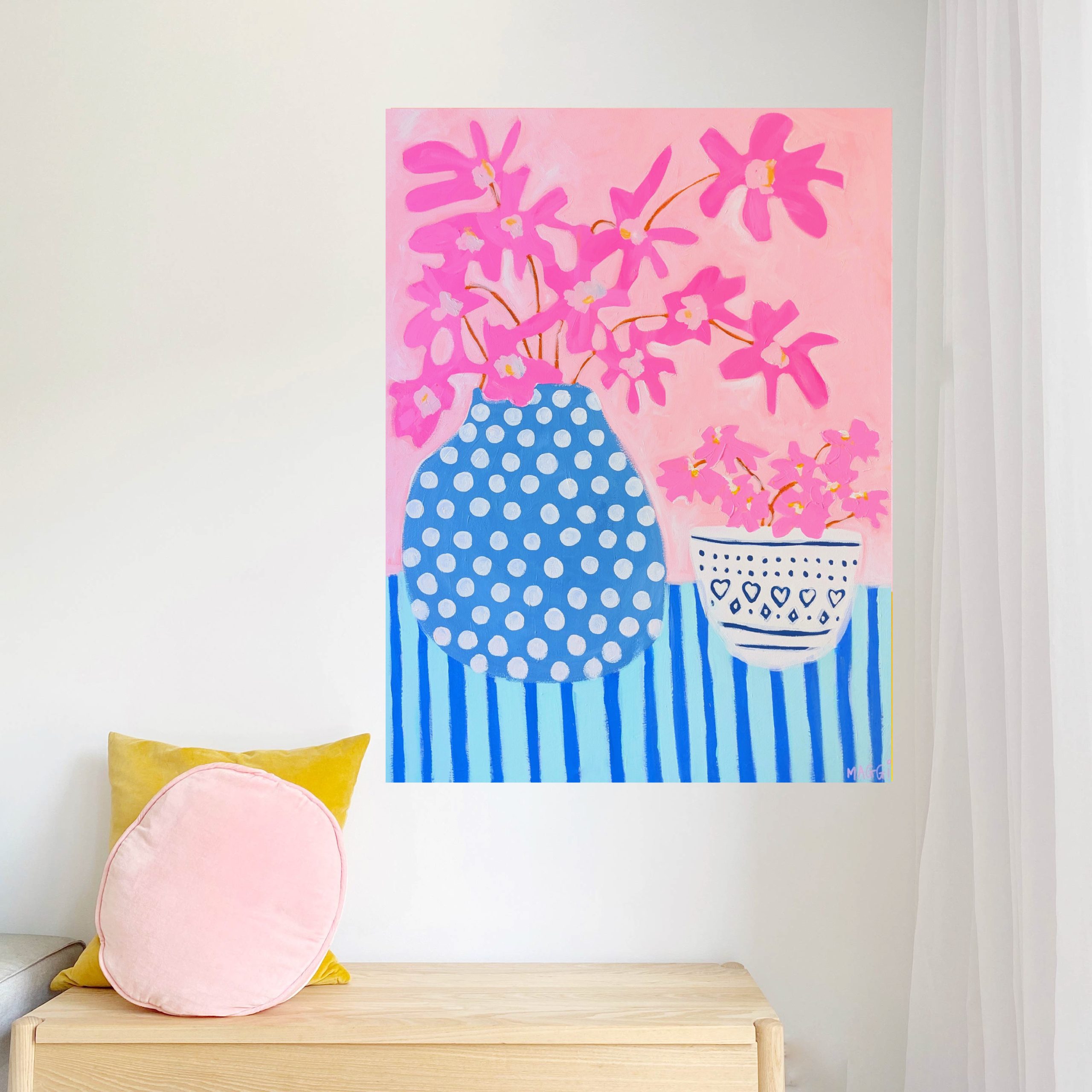 Spotty Pot With Pink Flowers Mmmmmmmm