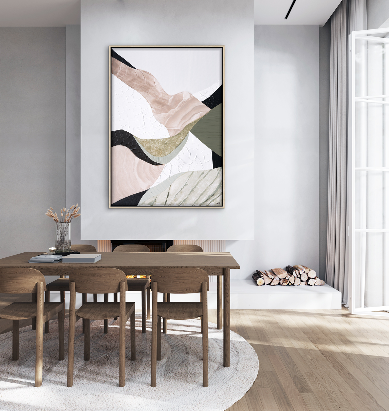 Poster Frame Mockup In Stylish Beige Living Room Interior, 3d Re