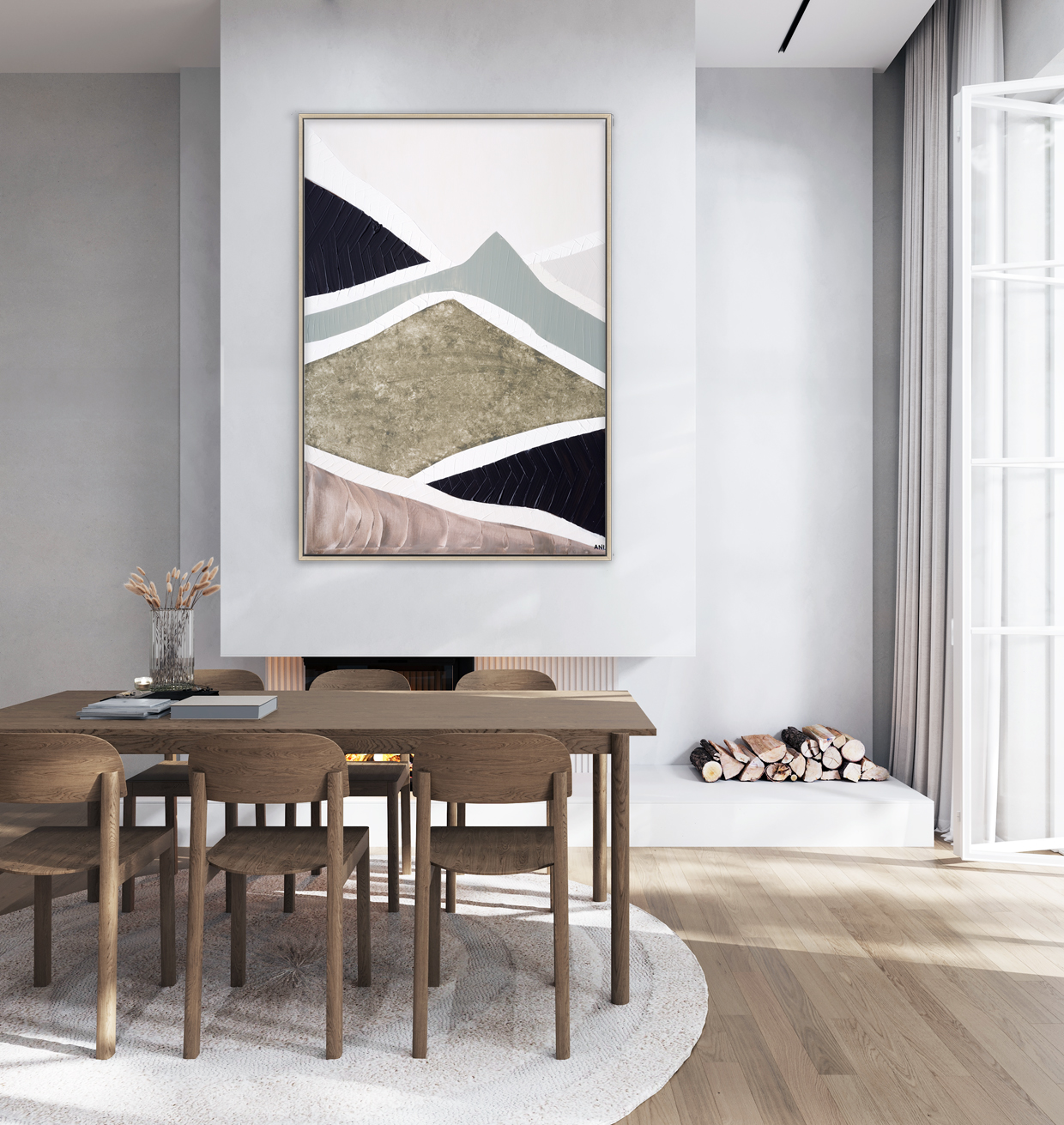 Poster Frame Mockup In Stylish Beige Living Room Interior, 3d Re