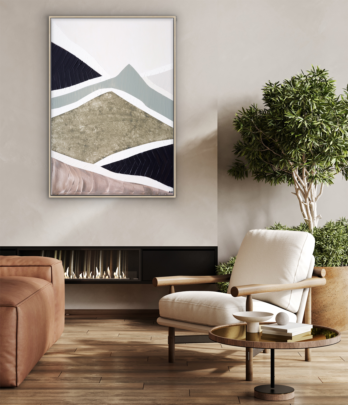 Mock Up Poster Frame In Contemporary Interior Background With Be