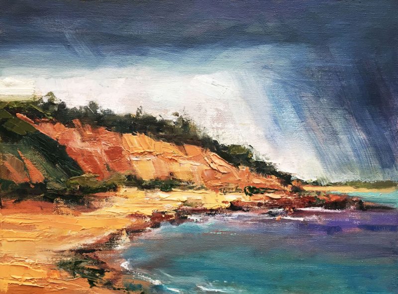 Rain over Red Bluff Cliffs