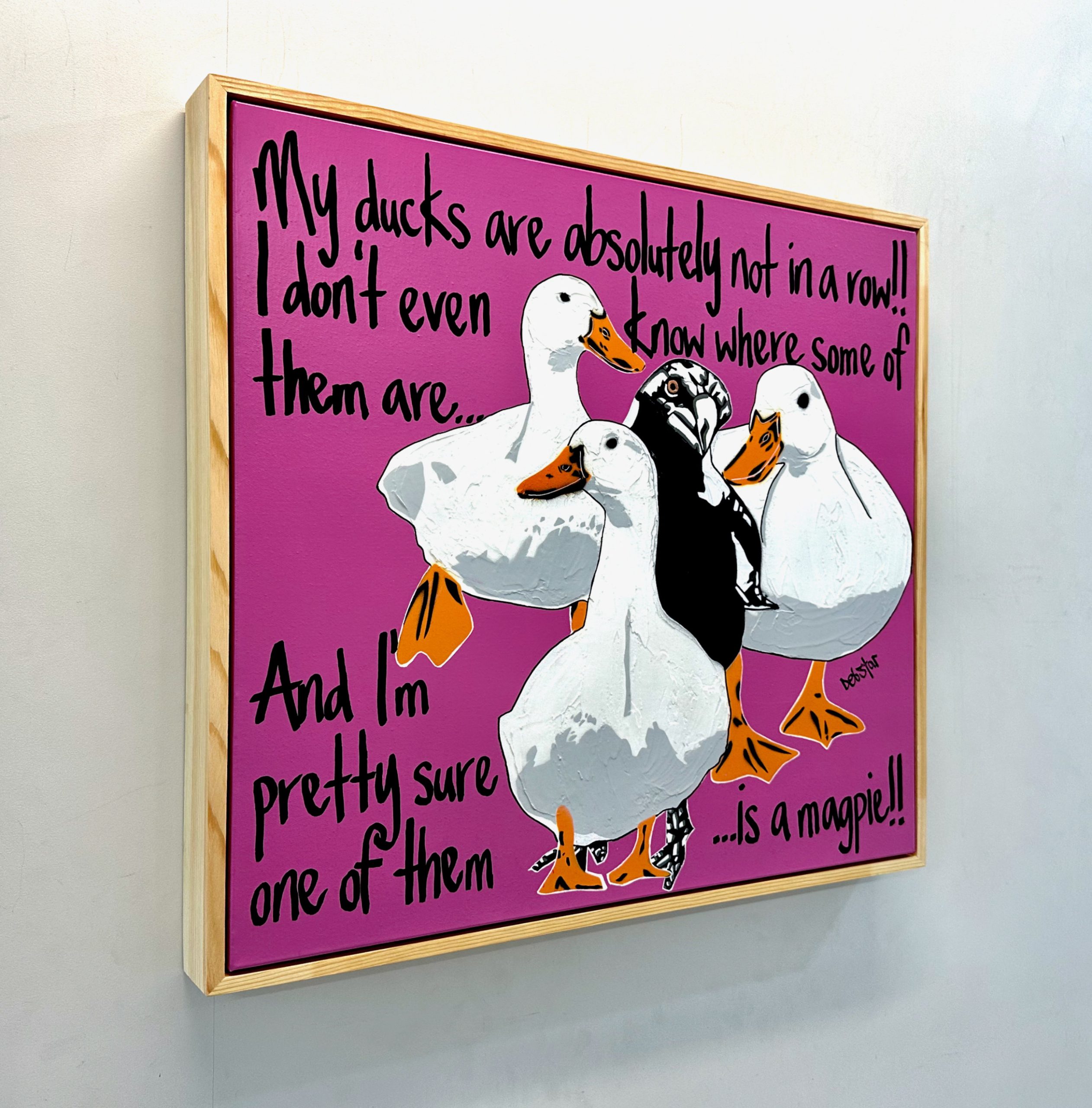 Ducks In A Row Magenta Pop Art Deborah Lang Debstar Art Urban Canvas 3