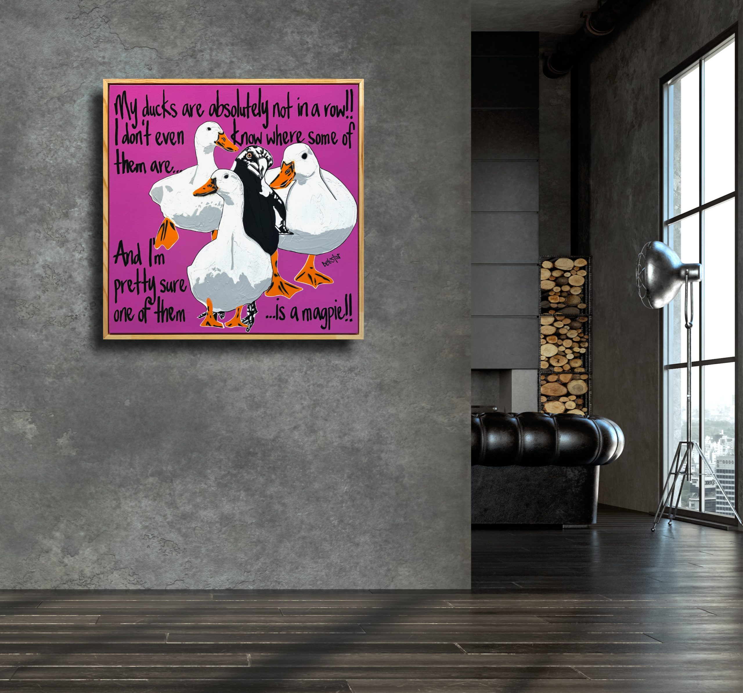 Ducks In A Row Magenta Pop Art Deborah Lang Debstar Art Urban Canvas 6