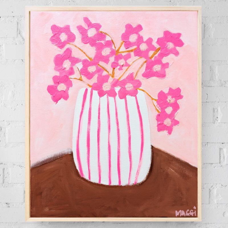 Pink Stripes With Flowers