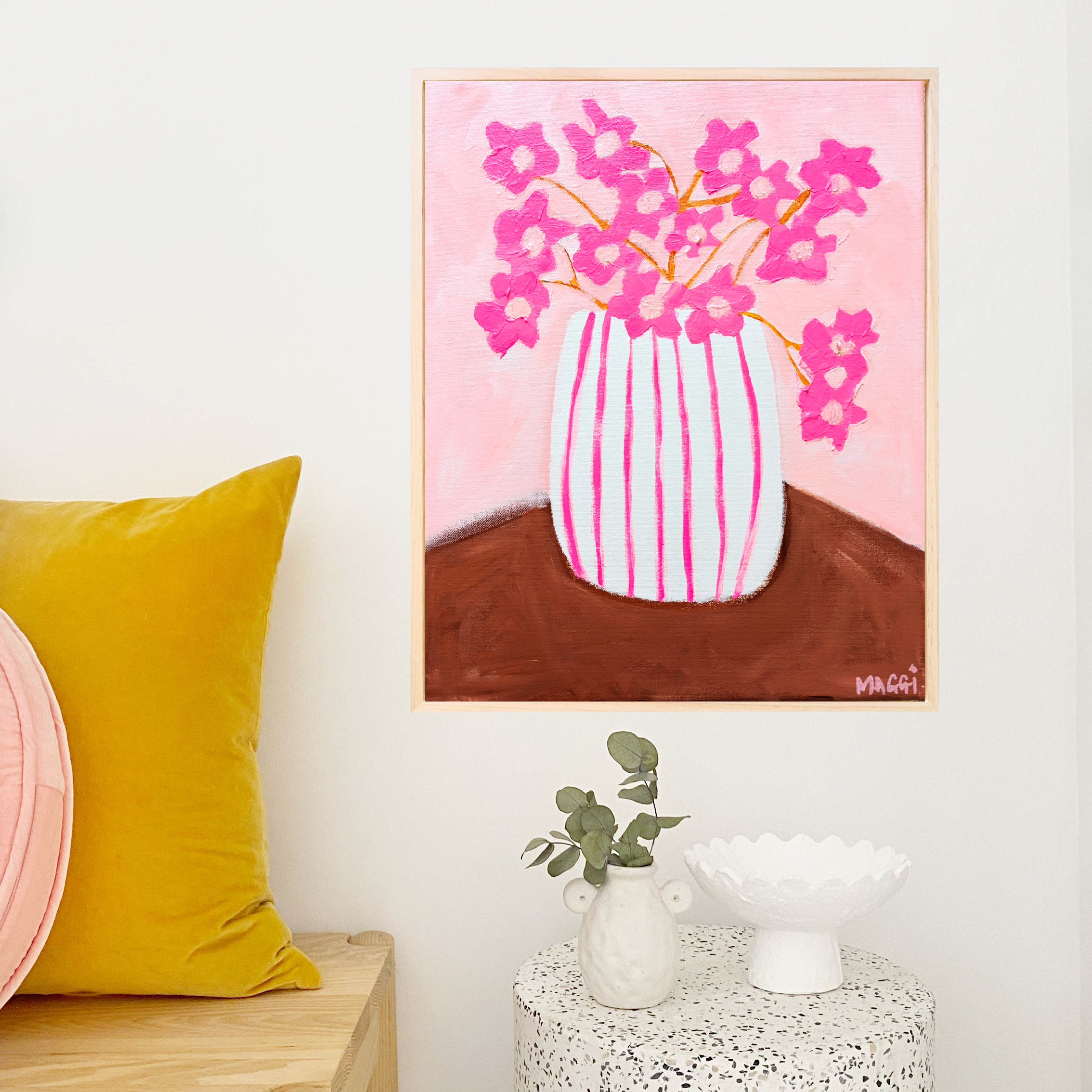 Pink Stripes With Flowers Mmm