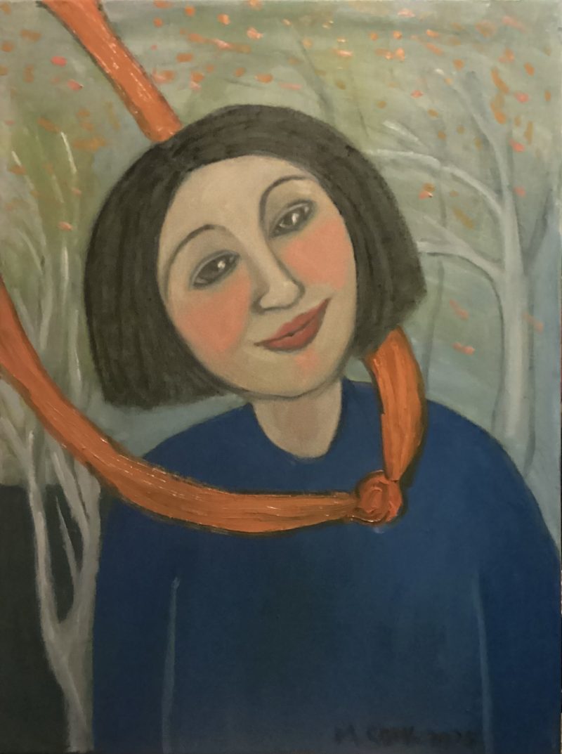 Girl with an orange scarf.