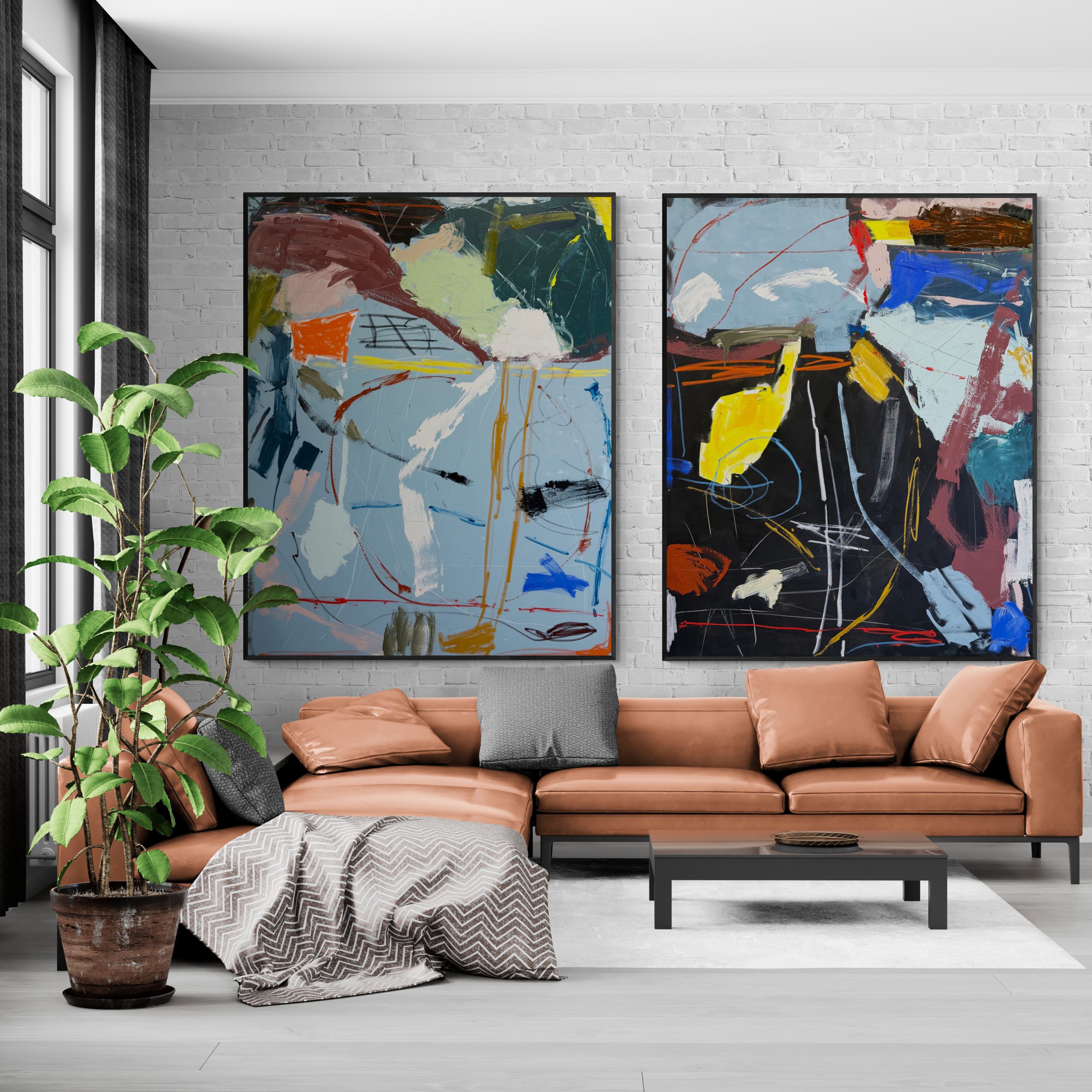 Bright Living Room With High Ceiling (1)