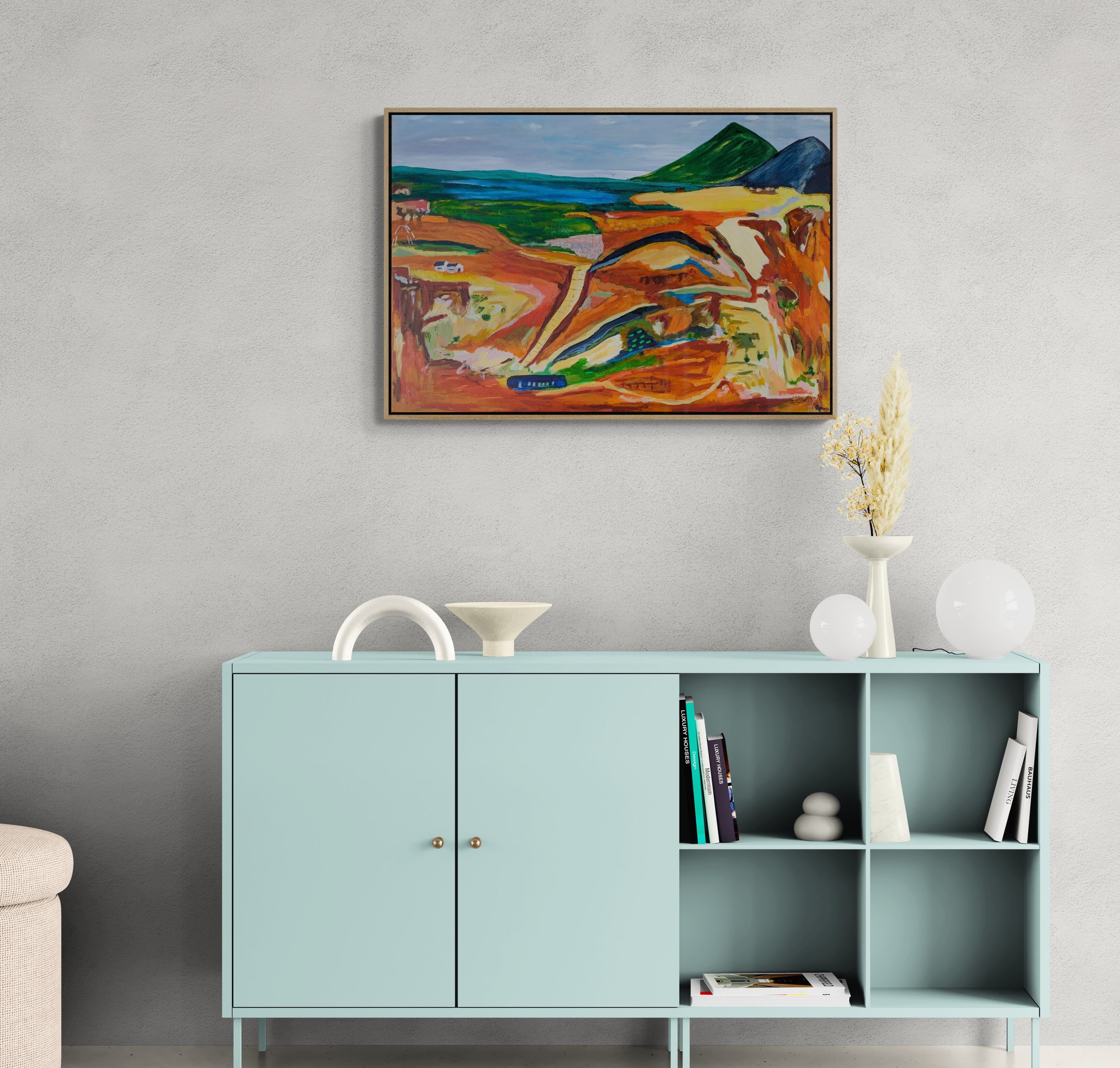 Living Room With A Modern Cabinet