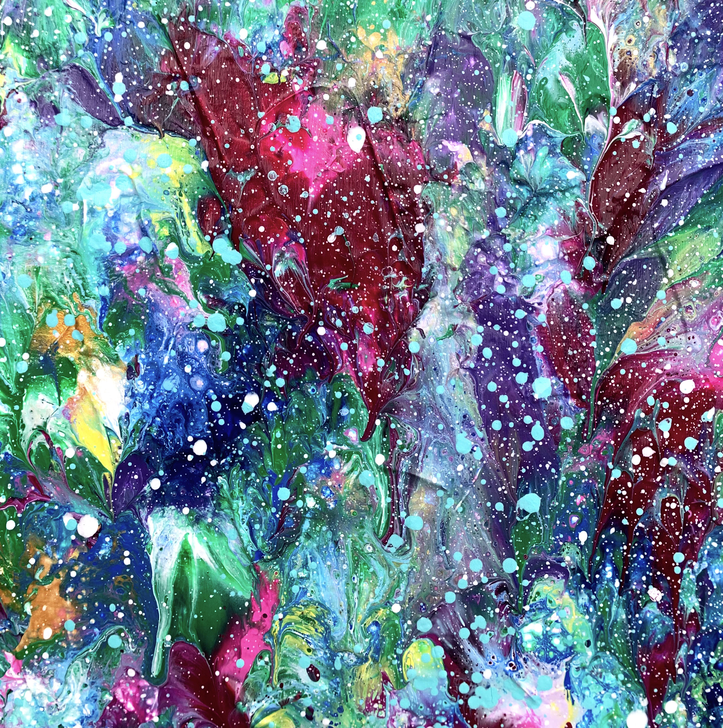 Close 2 Up Fuchsias And Violets Rain Abstract Flower Painting Miranda Lloyd