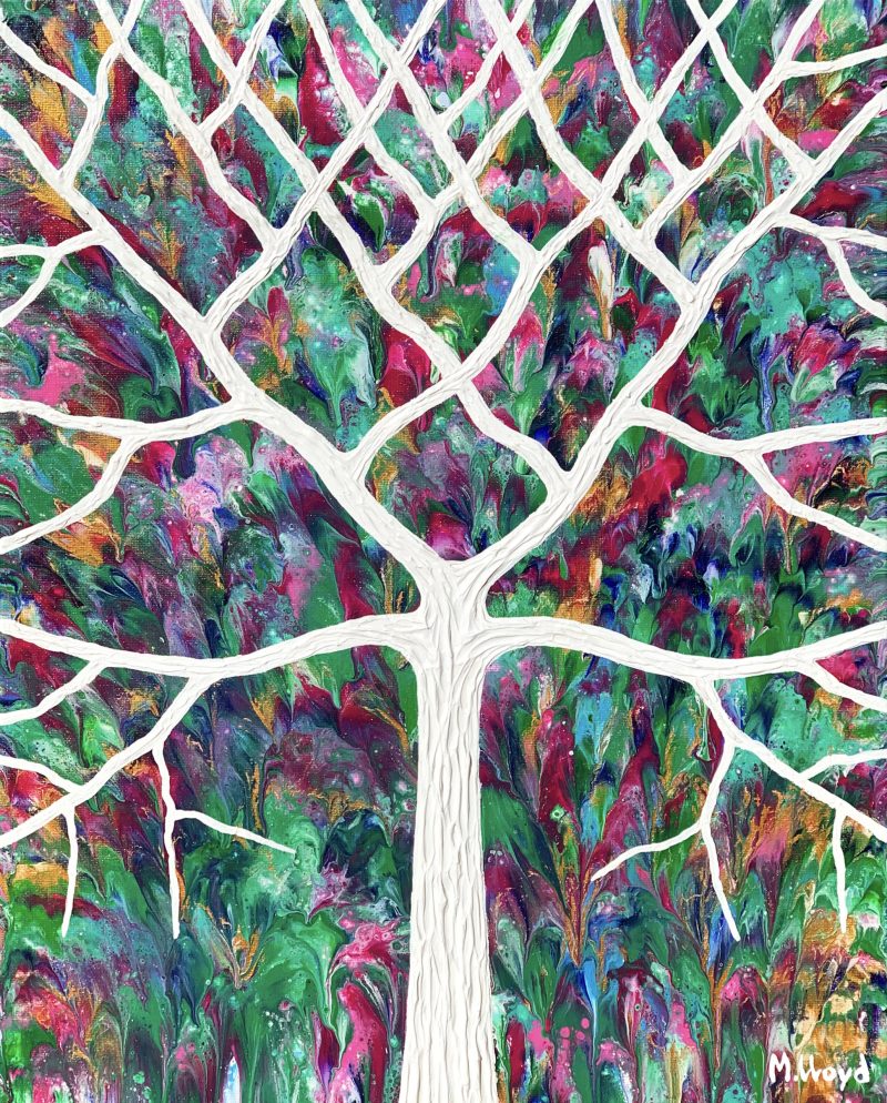 Tree in Tropical Floral Garden