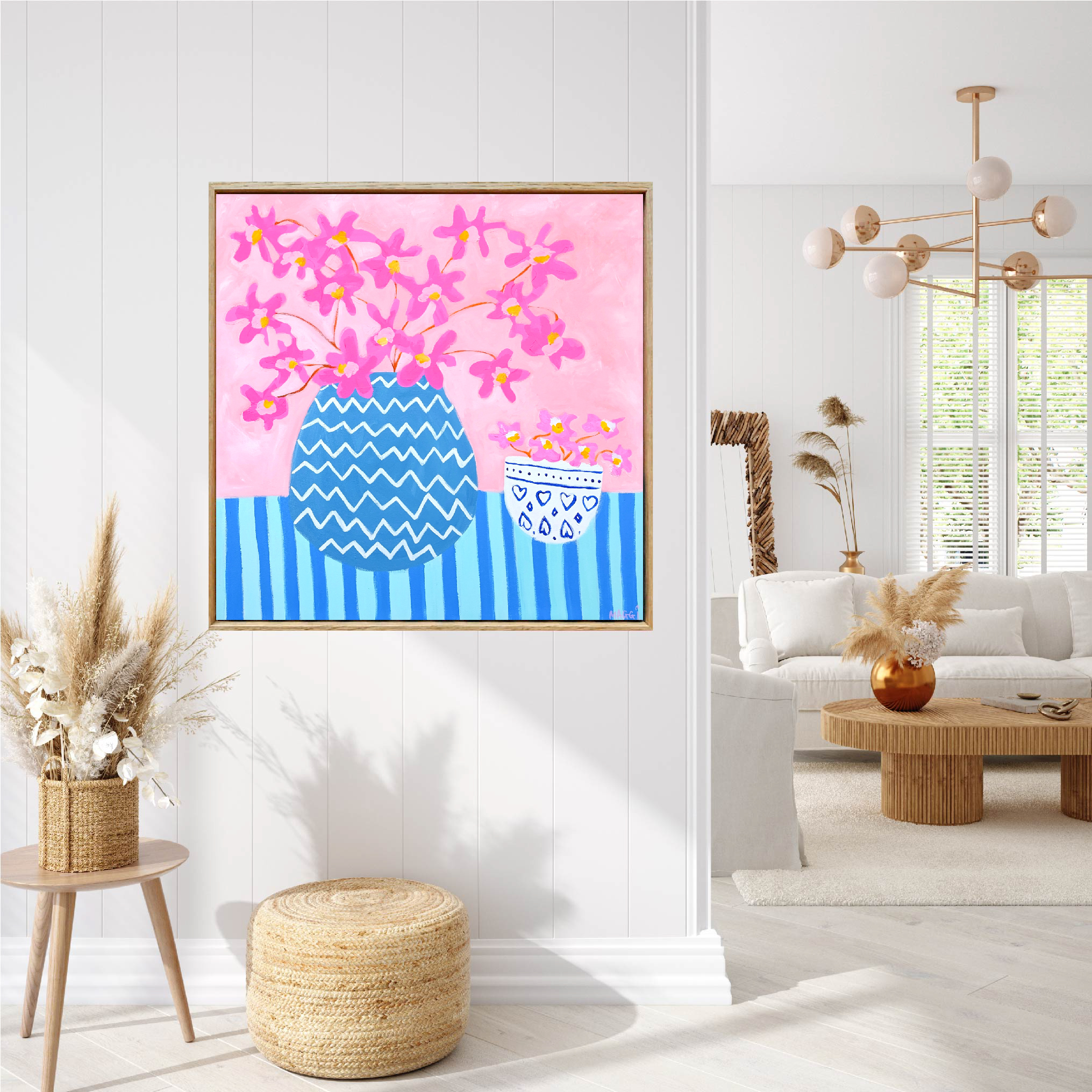 Pink Flowers In Zig Zag Pot Maggi Mcdonald