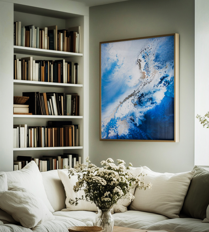 Blue White Gold Ocean Art – Ltd Ed Print