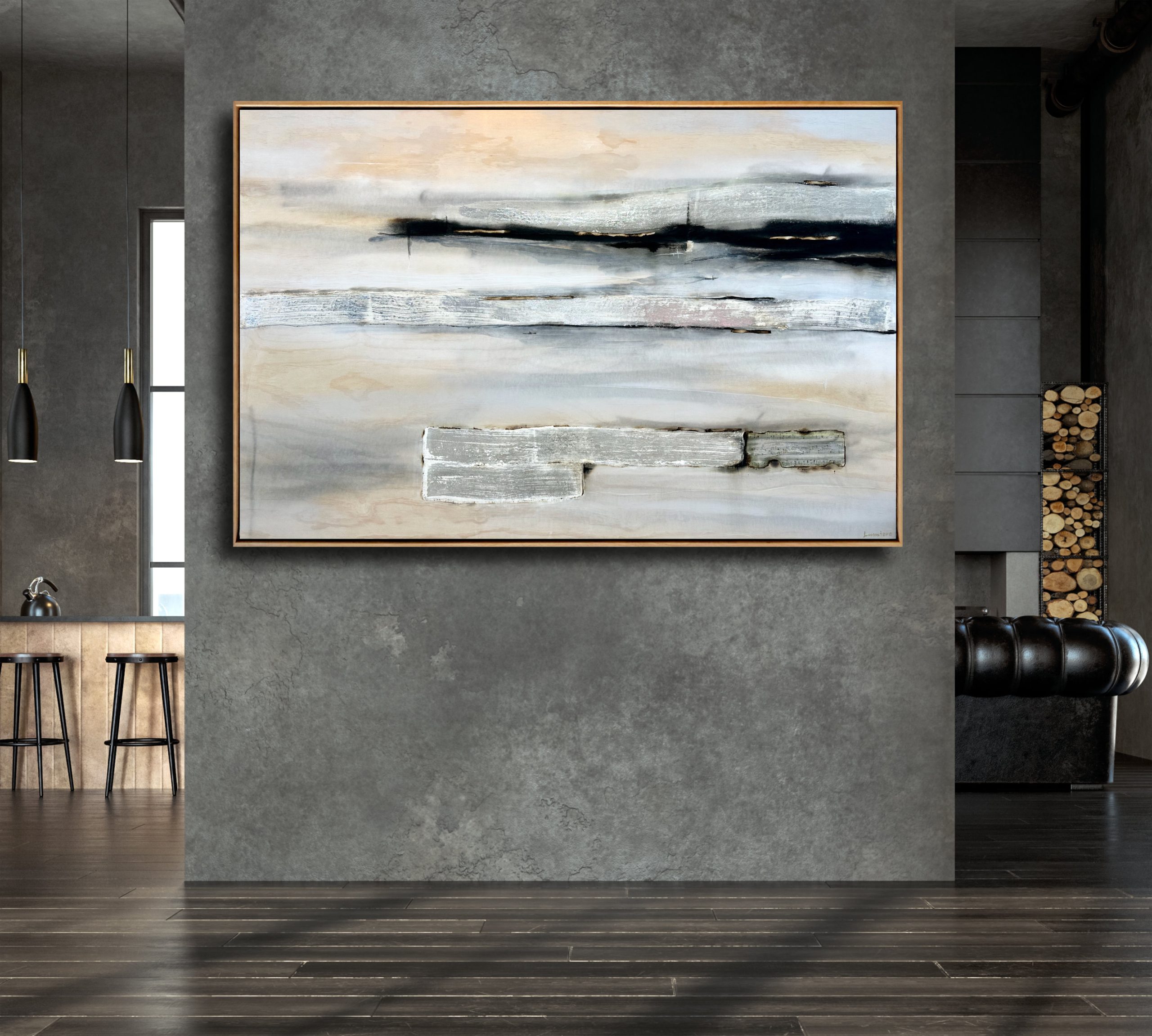 Where The Light Breaks White Silver Abstract Deborah Lang Art 2