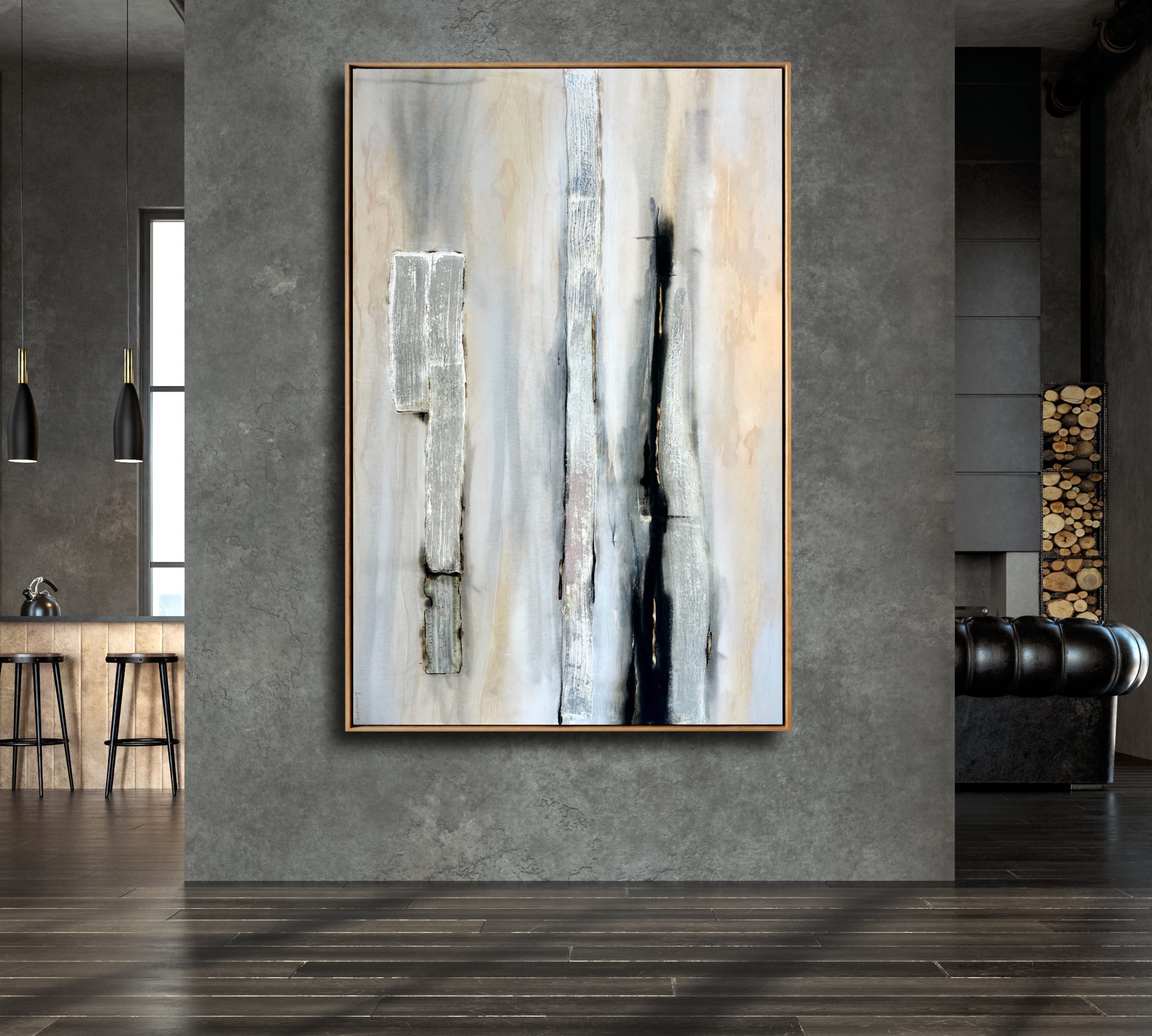 Where The Light Breaks White Silver Abstract Deborah Lang Art 3