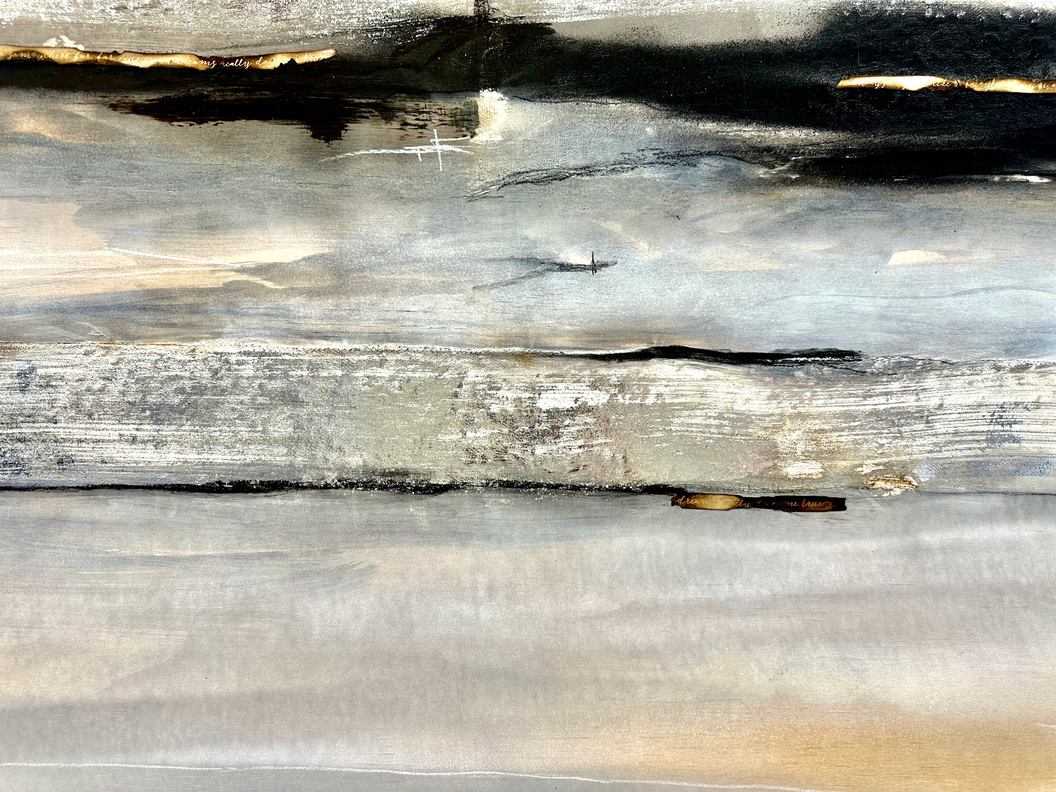 Where The Light Breaks White Silver Abstract Deborah Lang Art 5