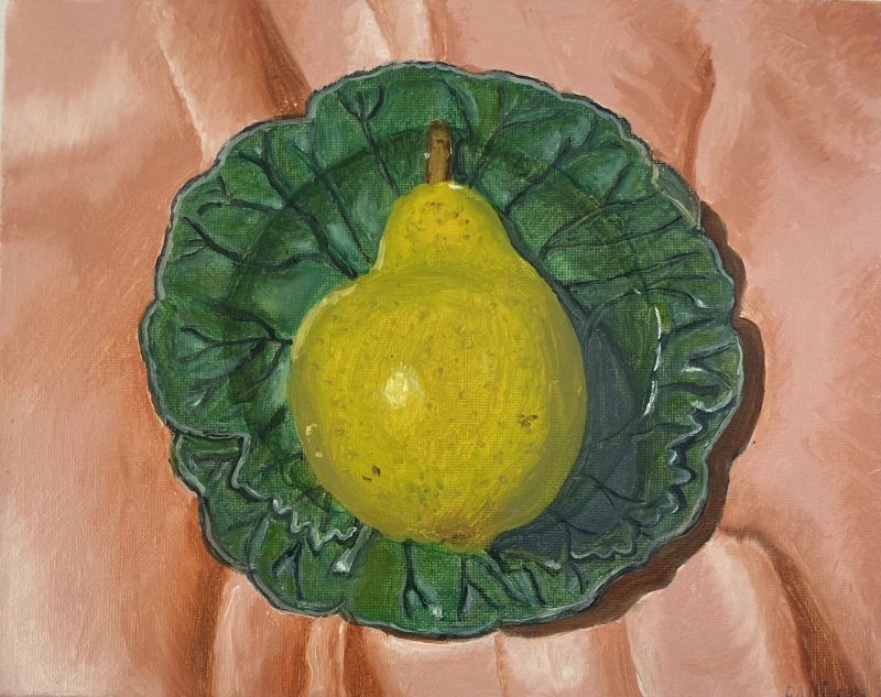 Pear on Green Wedgwood and Linen