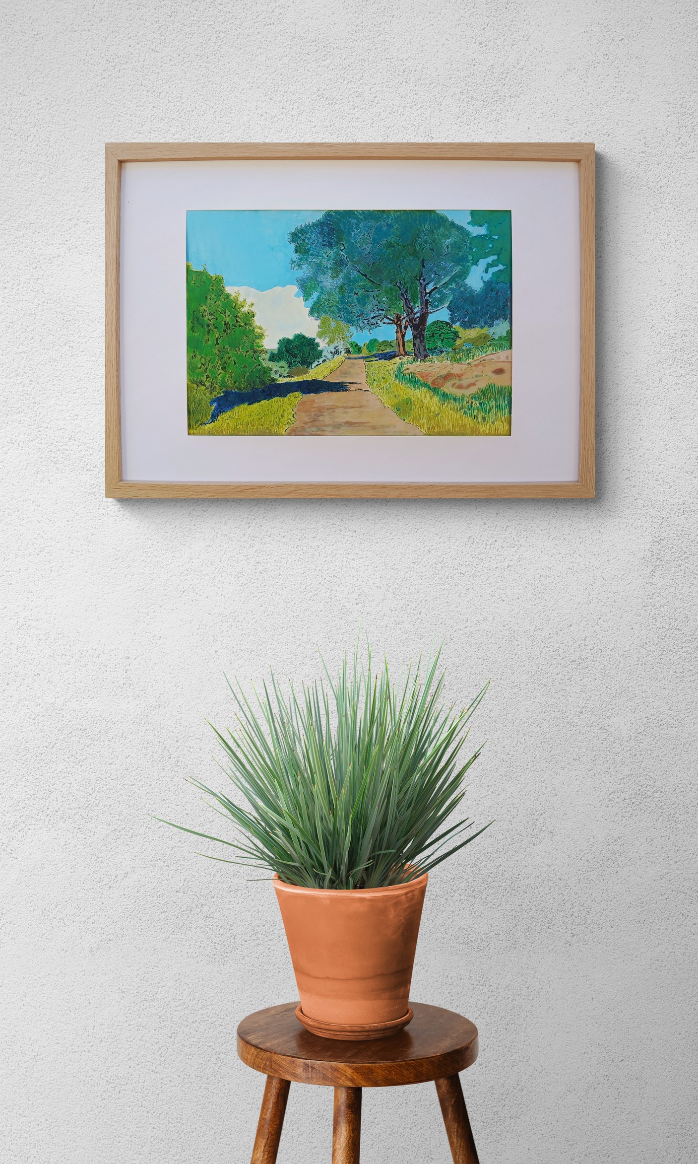 Leafy Pot Plant On A Wooden Stool