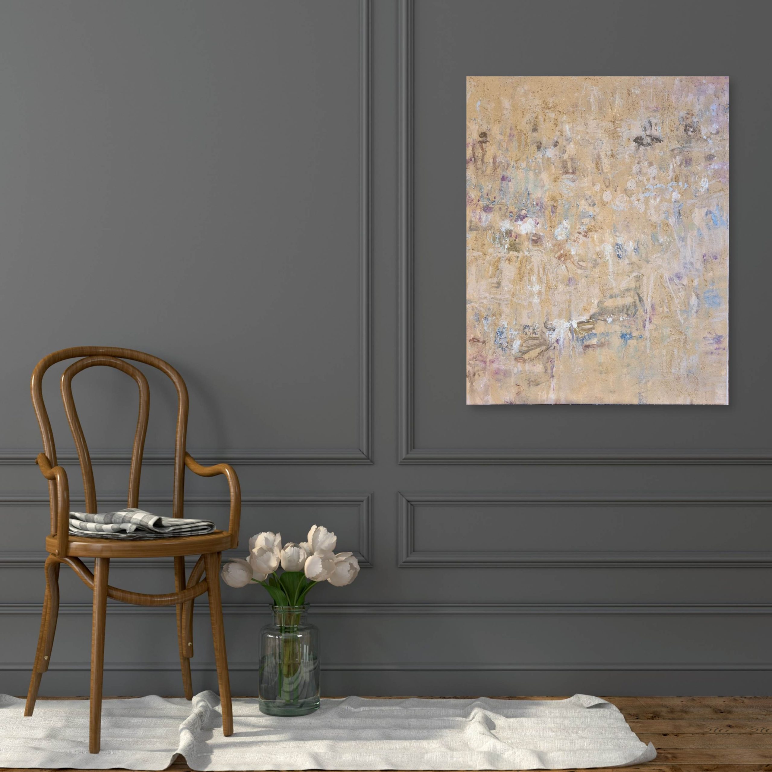 Sandstone & Wildflowers Plain Chair Drk Wall Rm