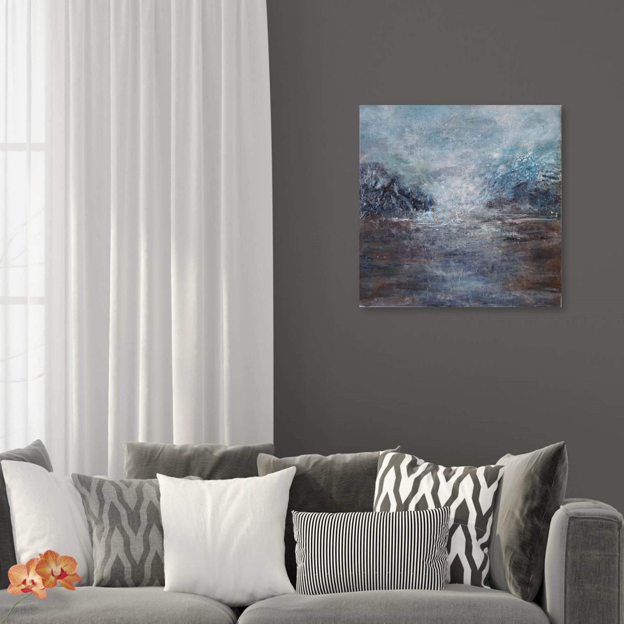 Tranquility Bay Drk Wall Orange Flwr Rm