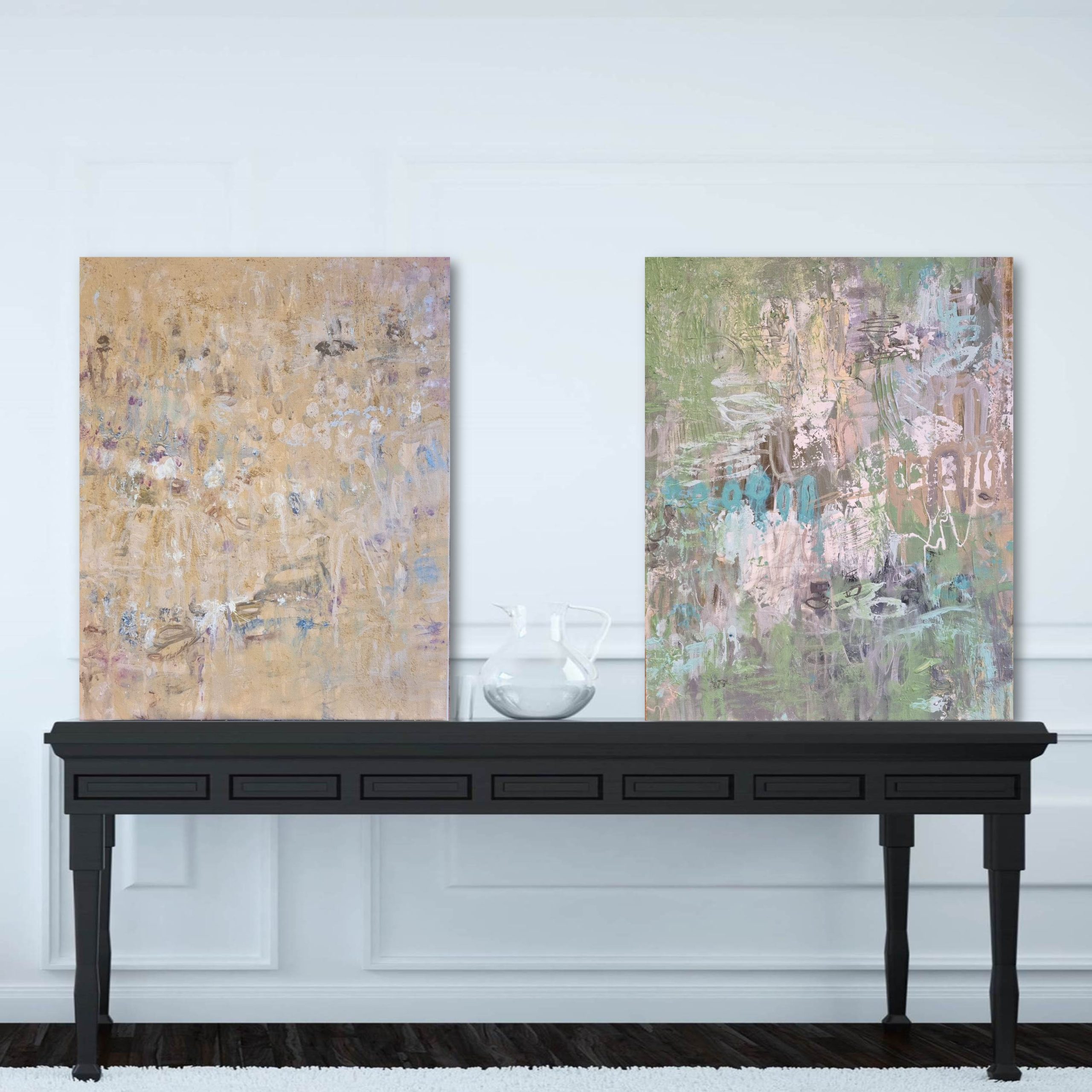 Landscape Green And Sandstone And Wildflowers On Gothic Bench